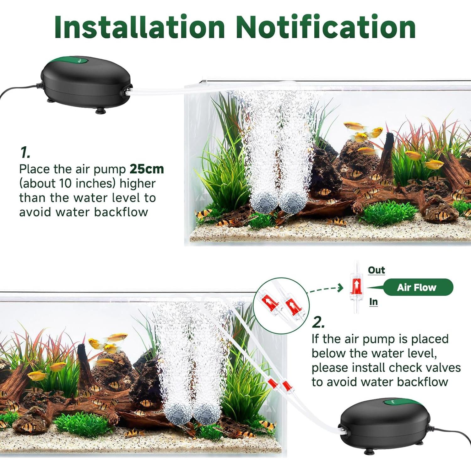 Bomba de Aire AQQA 2.5W Silenciosa para Acuario 151L