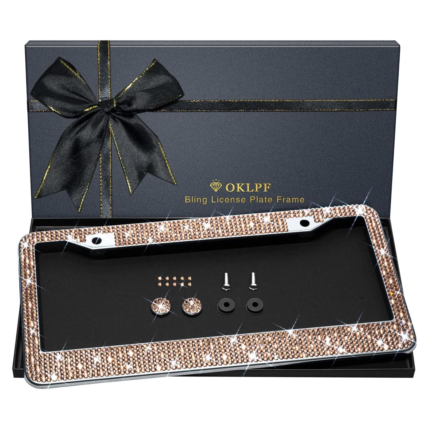 Marco de Placa de Licencia Brillante OKLPF con Cristales