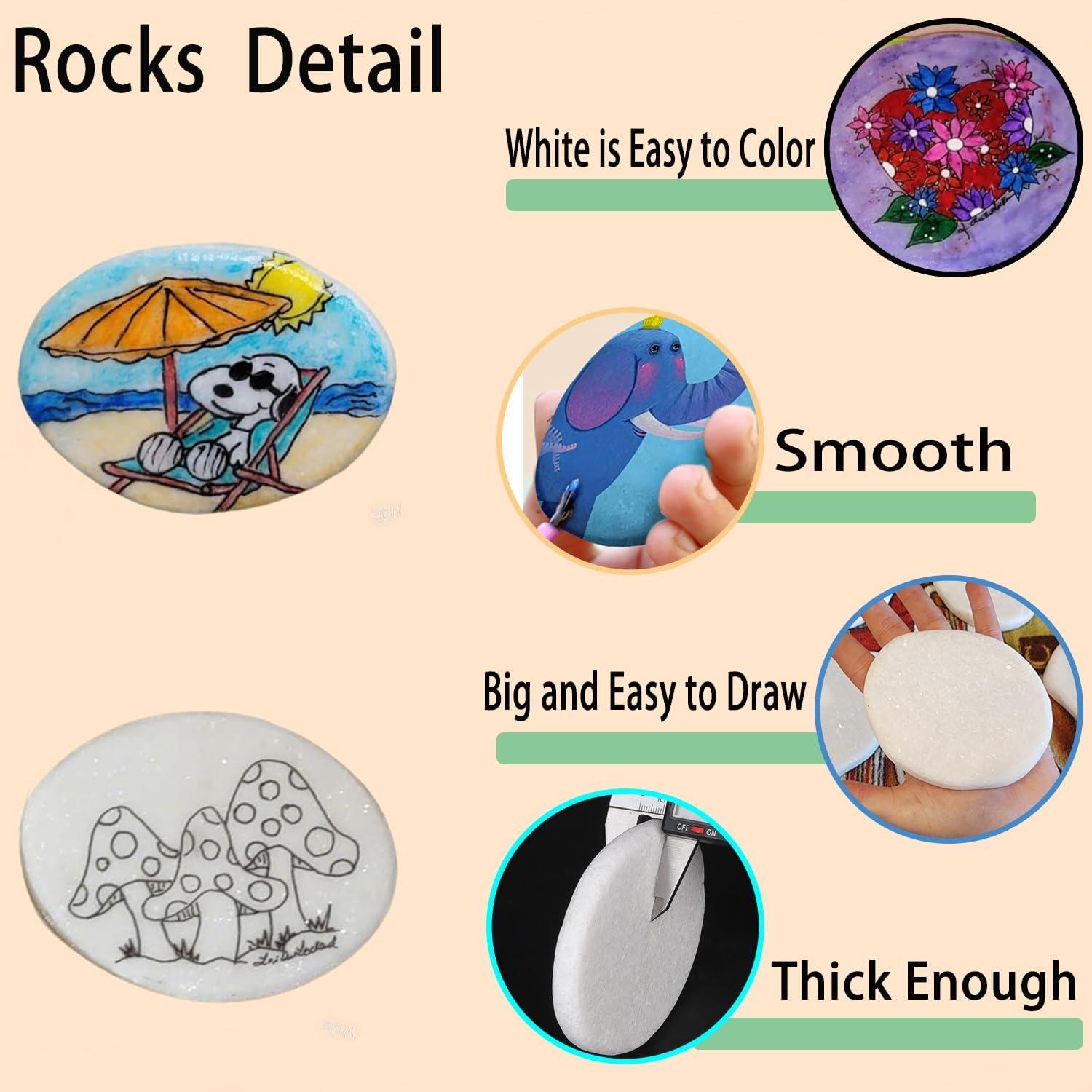 Rocas para Pintar Lulonpon 12 Piezas 7.6-10.2 cm Blancas