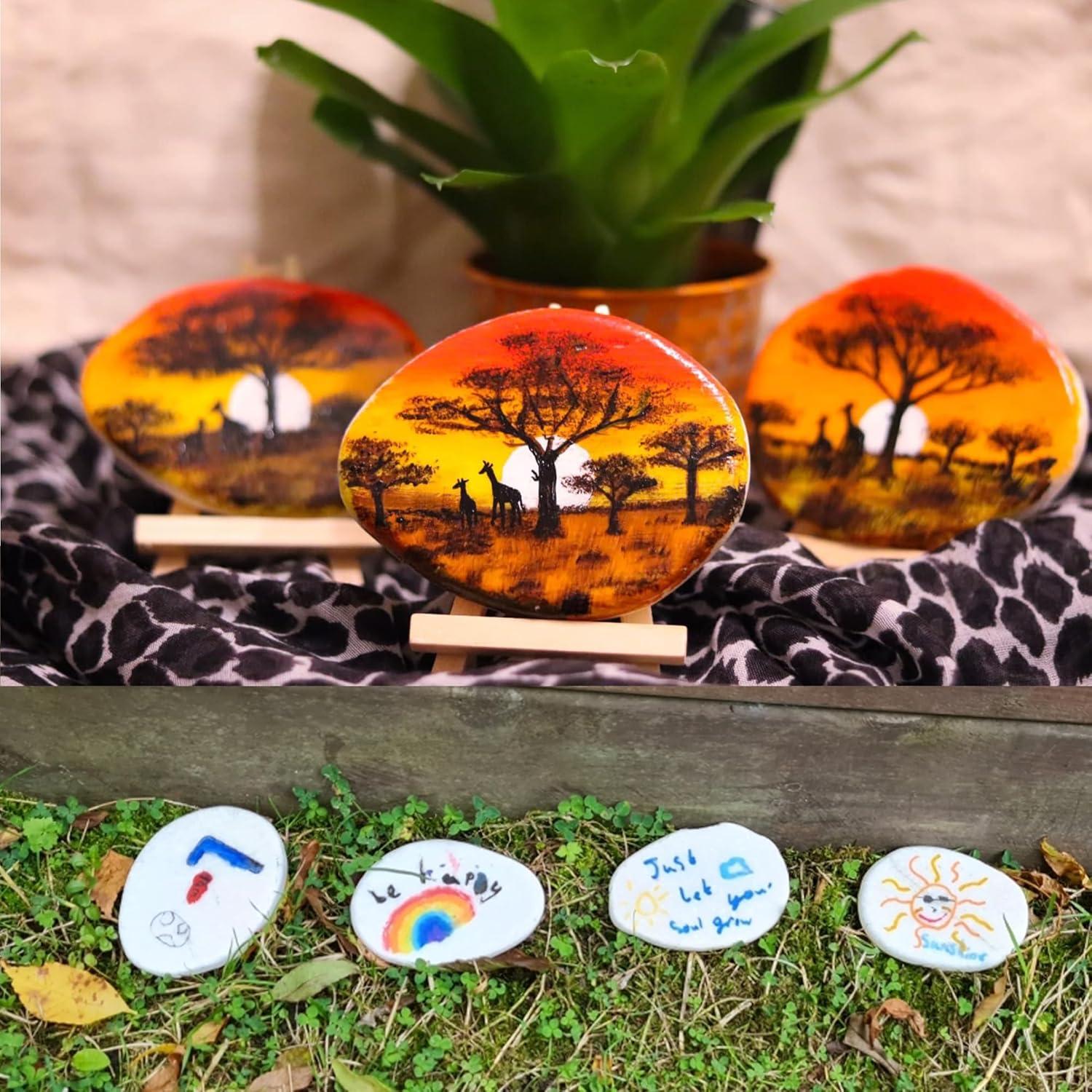 Rocas para Pintar Lulonpon 12 Piezas 7.6-10.2 cm Blancas