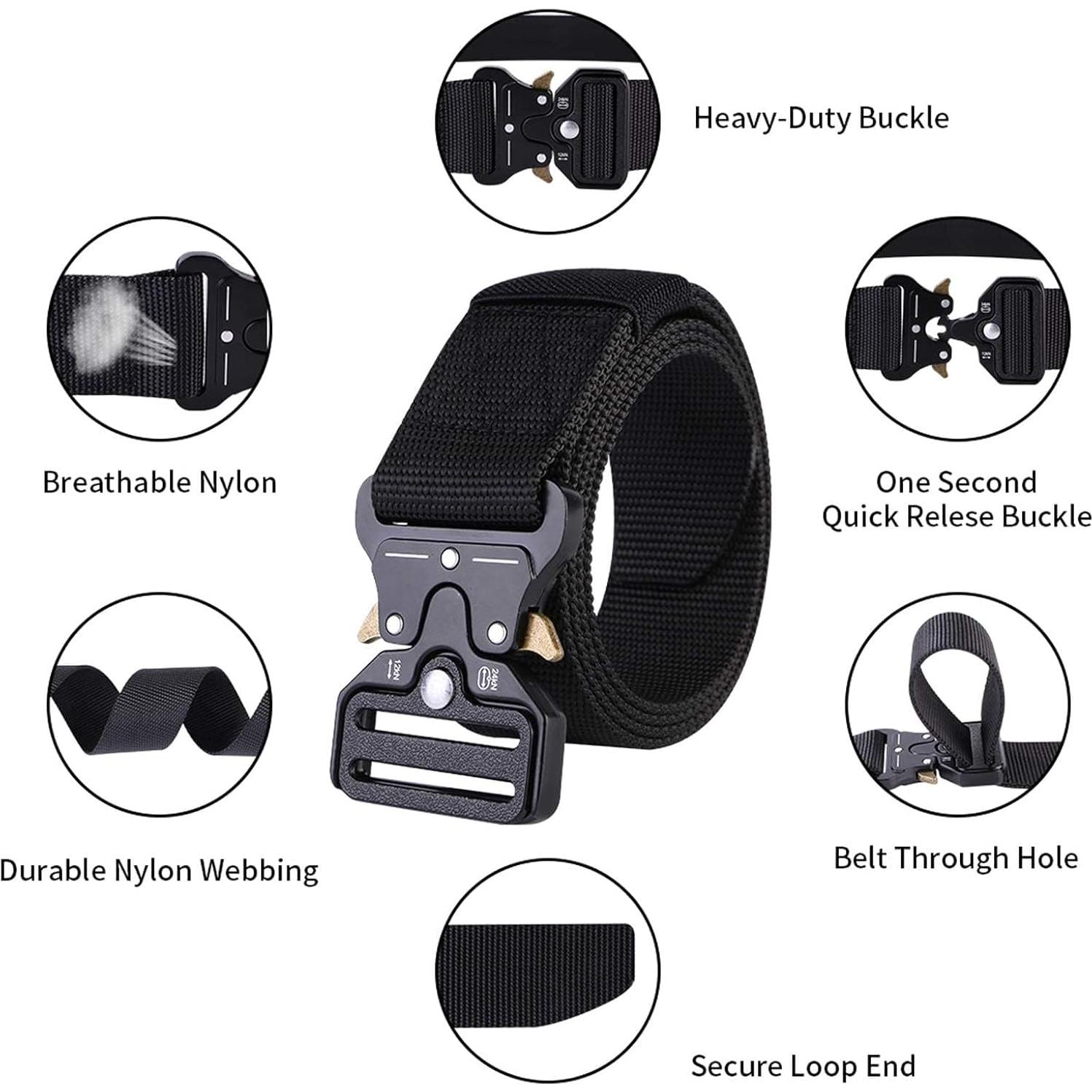 Cinturón Táctico Nylon 4 Piezas Hebilla Rápida 125 cm