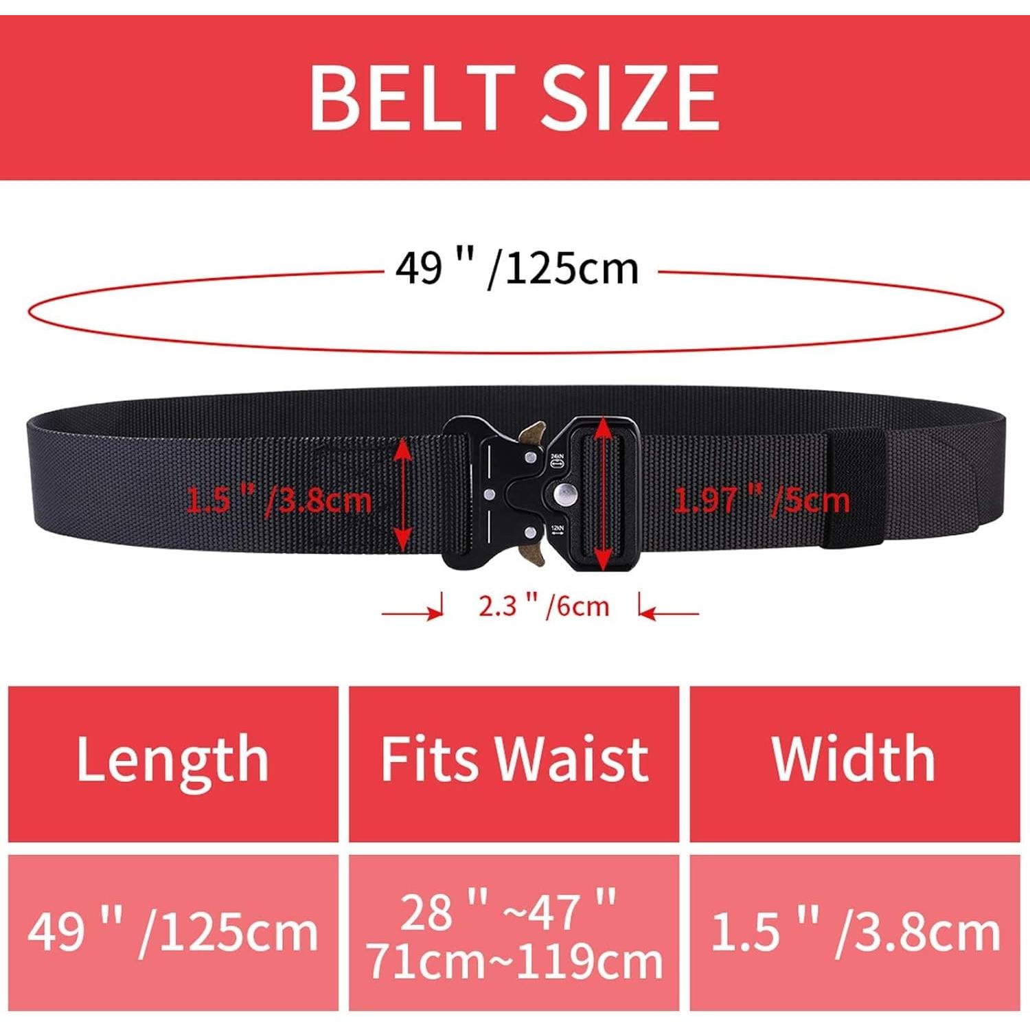 Cinturón Táctico Nylon 4 Piezas Hebilla Rápida 125 cm