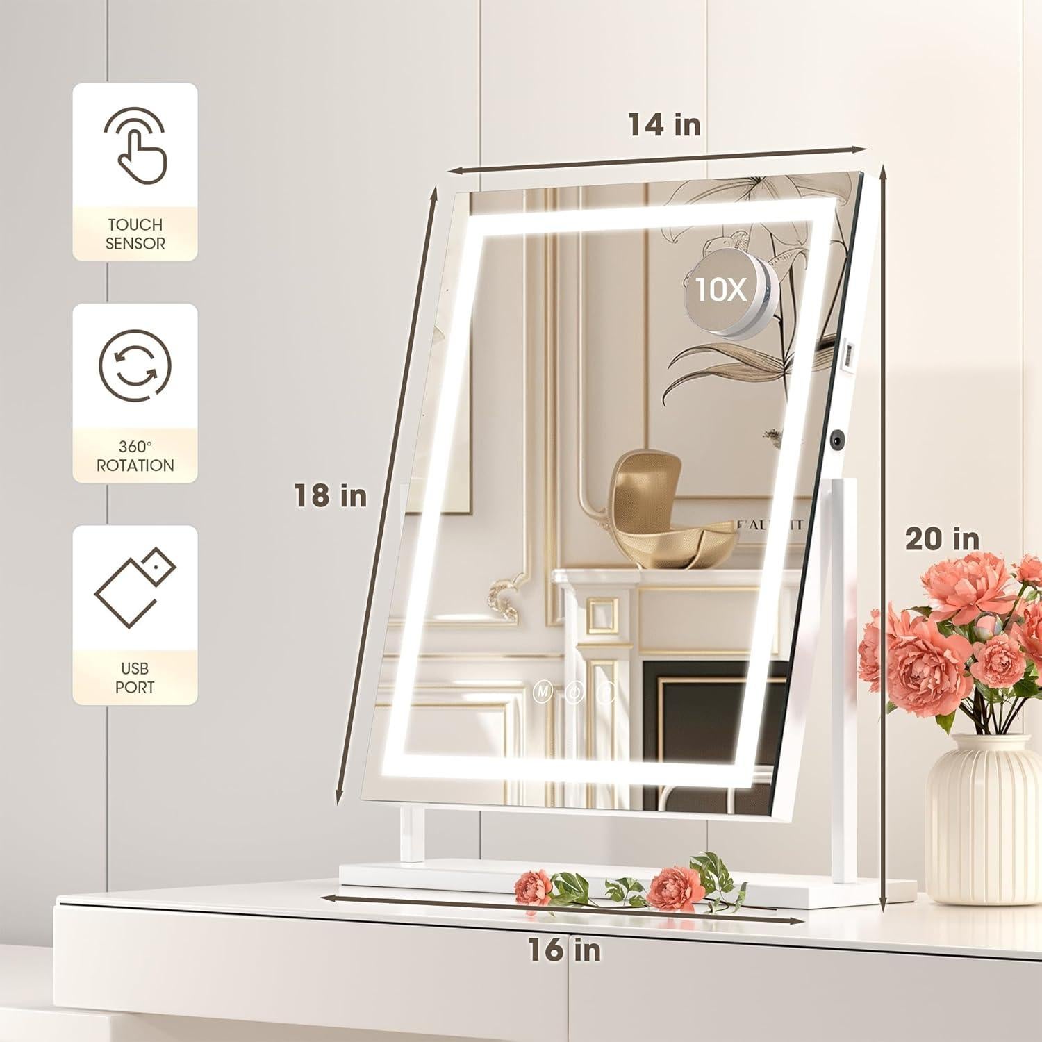 Espejo de Maquillaje LED Hasipu 40x50 cm con Altavoz Bluetooth