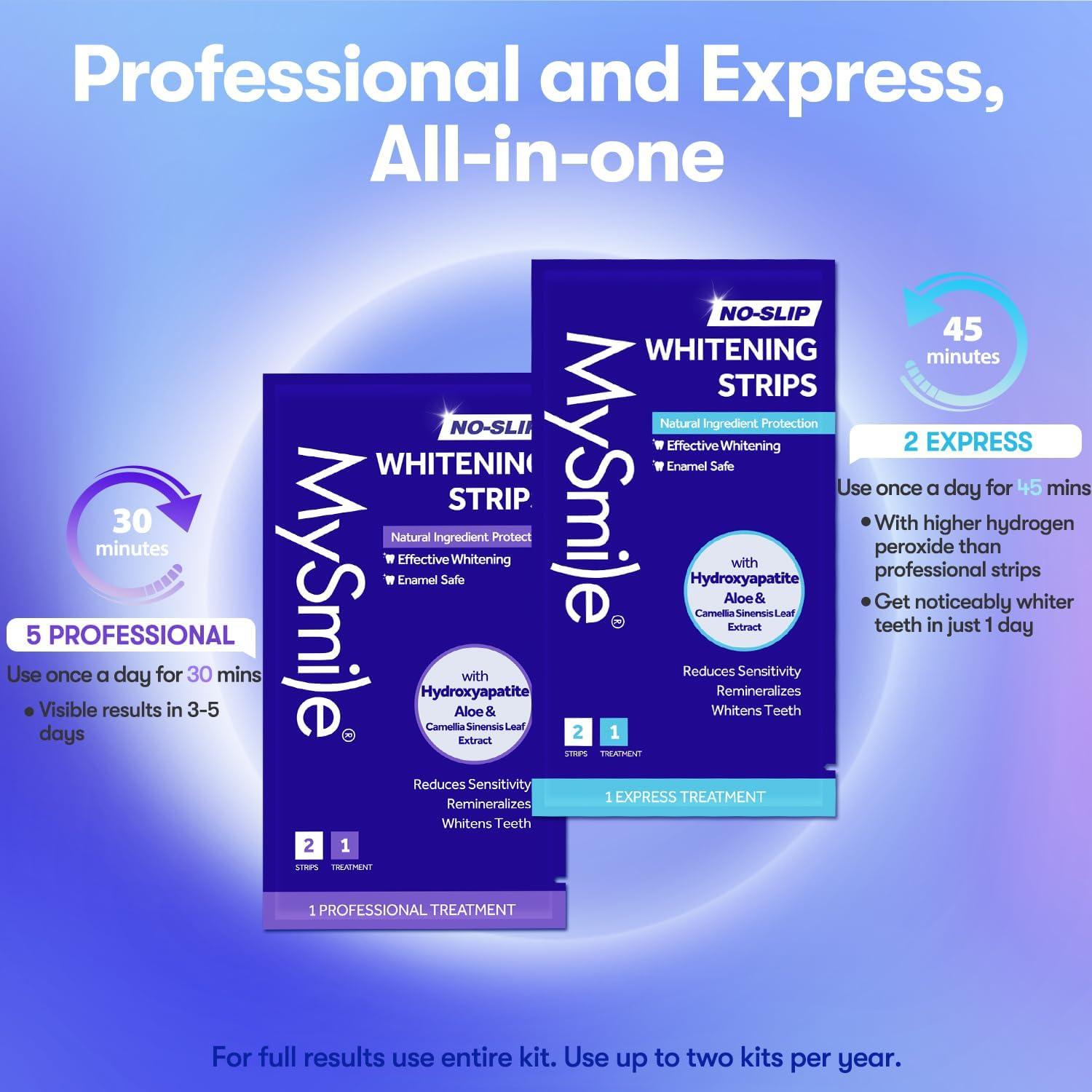 Tiras Blanqueadoras MySmile - Blanqueamiento Dental Sin Sensibilidad - Kit de 7 Tratamientos