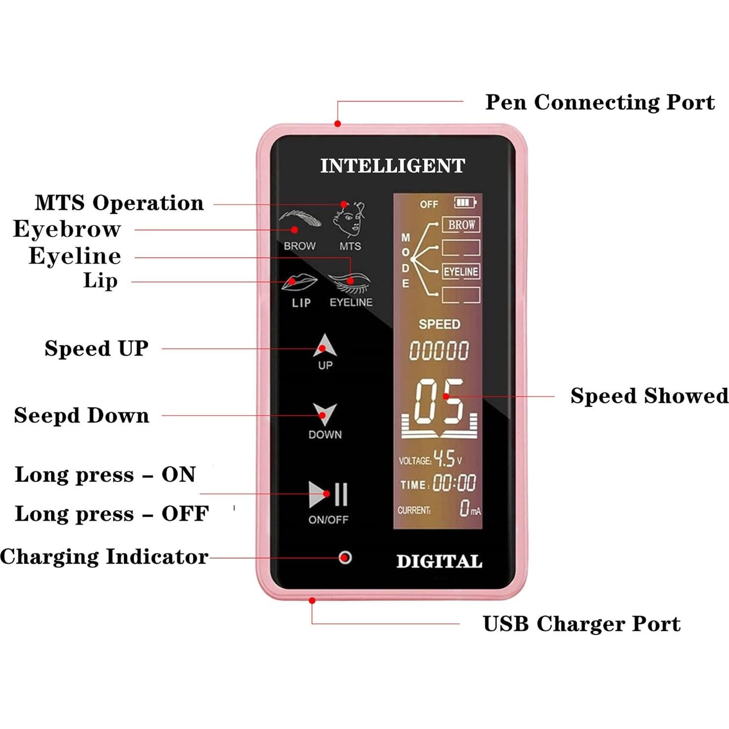 Máquina de Maquillaje Permanente FCSTJK 10pcs 1RL Pantalla LCD