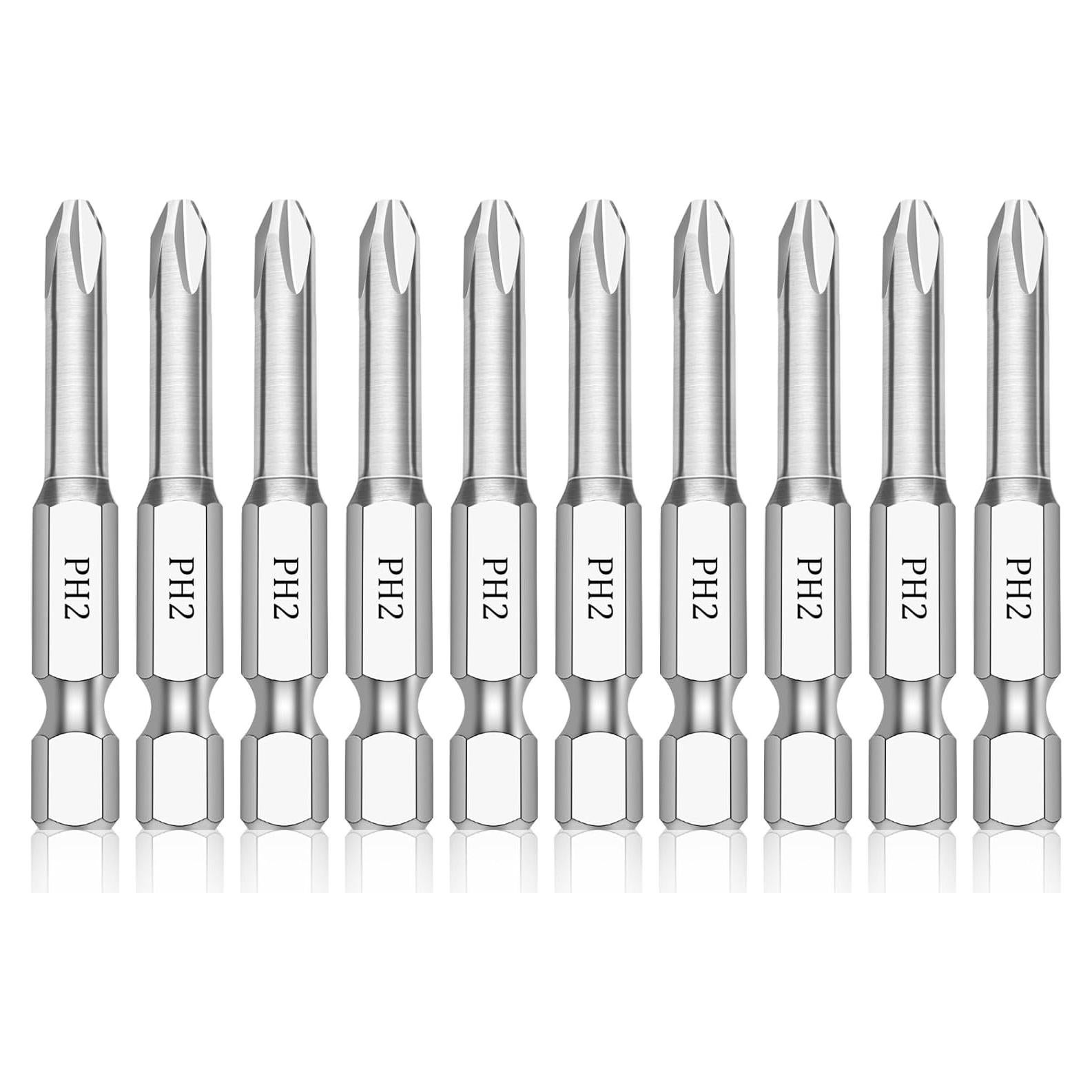 Juego de Puntas Phillips #2 NAUIX 10 Piezas 5.08 cm Acero S2