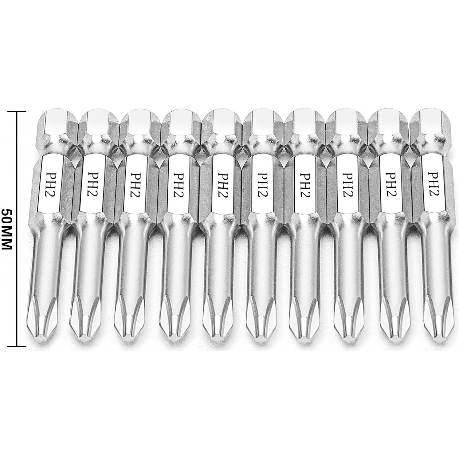 Juego de Puntas Phillips #2 NAUIX 10 Piezas 5.08 cm Acero S2