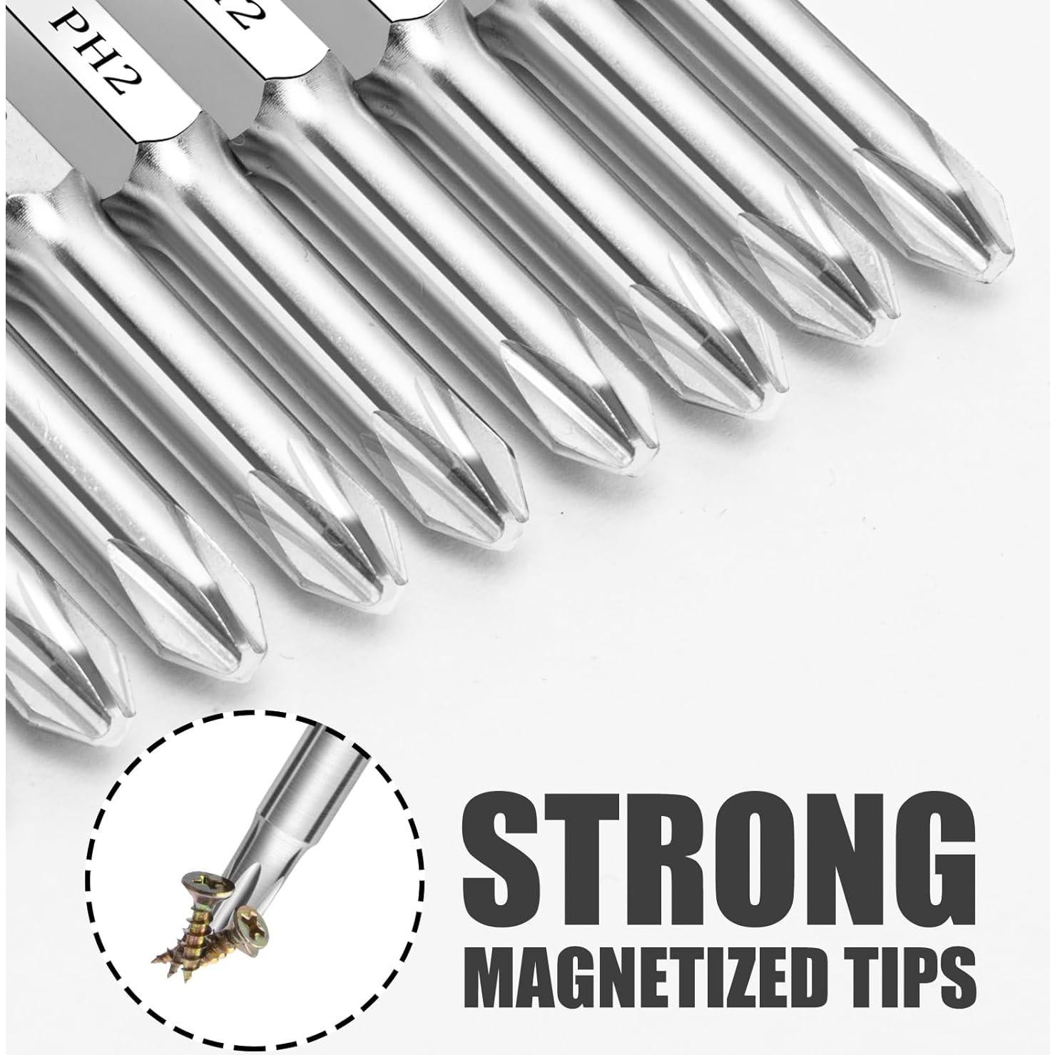 Juego de Puntas Phillips #2 NAUIX 10 Piezas 5.08 cm Acero S2