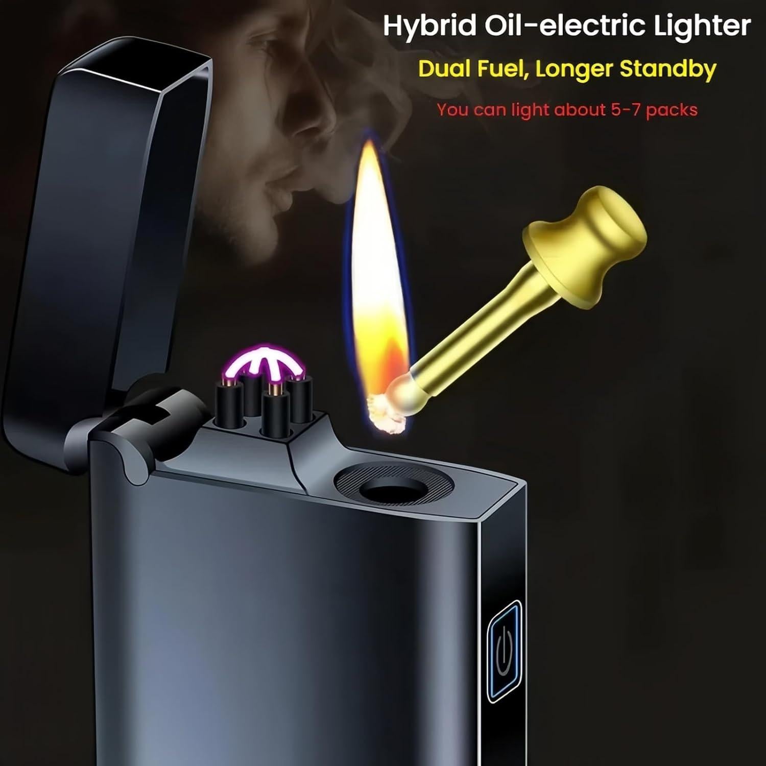 Encendedor Eléctrico Recargable NINSI Doble Arco y Cerillo 2 en 1