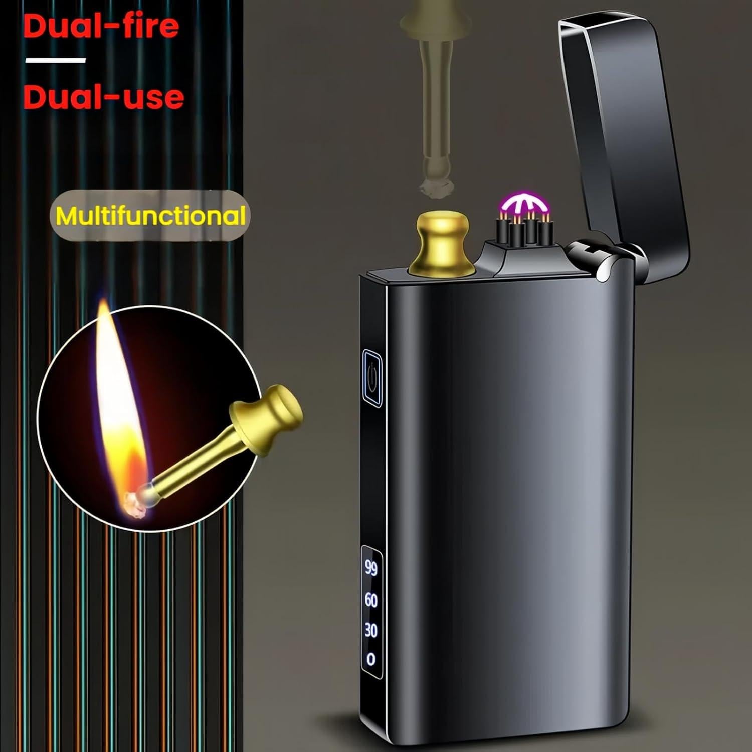 Encendedor Eléctrico Recargable NINSI Doble Arco y Cerillo 2 en 1