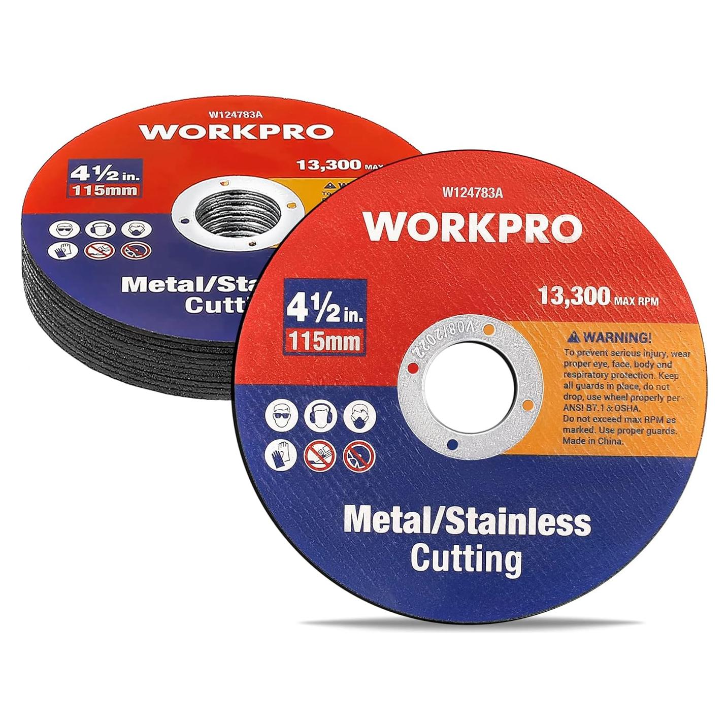 WORKPRO Juego de 10 Discos de Corte 115mm para Metal y Acero Inoxidable