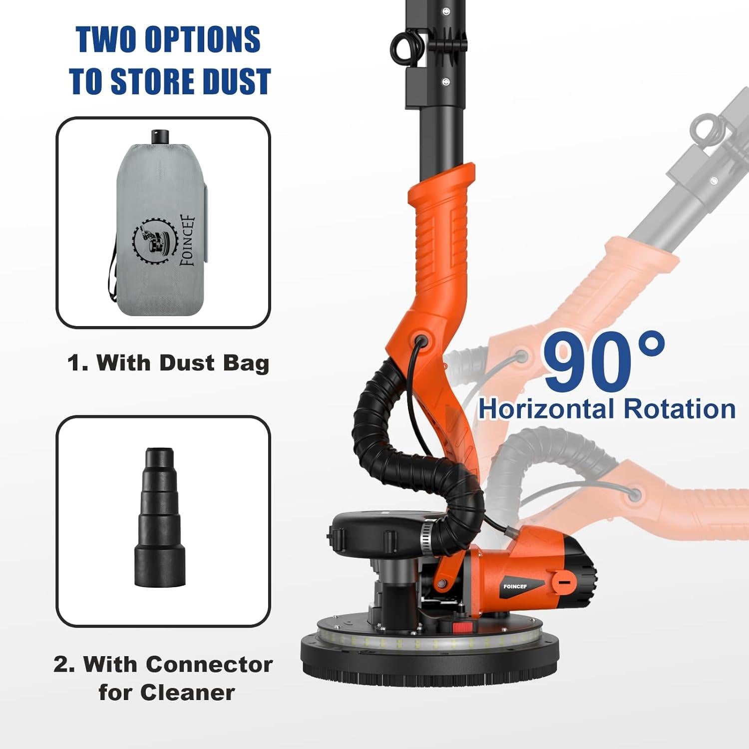 Lijadora para Drywall FOINCEF 950W 7 Velocidades con Aspiradora