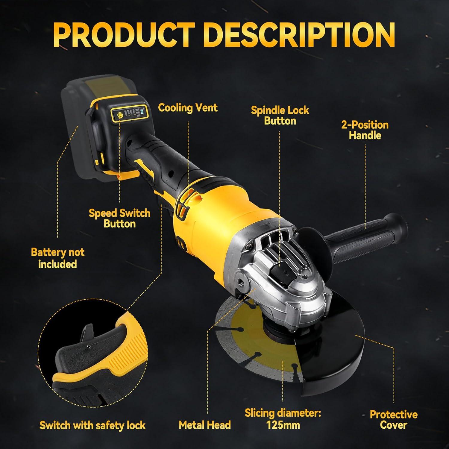 Amoladora Angular Inalámbrica DEWALT 20V 125mm 10000RPM