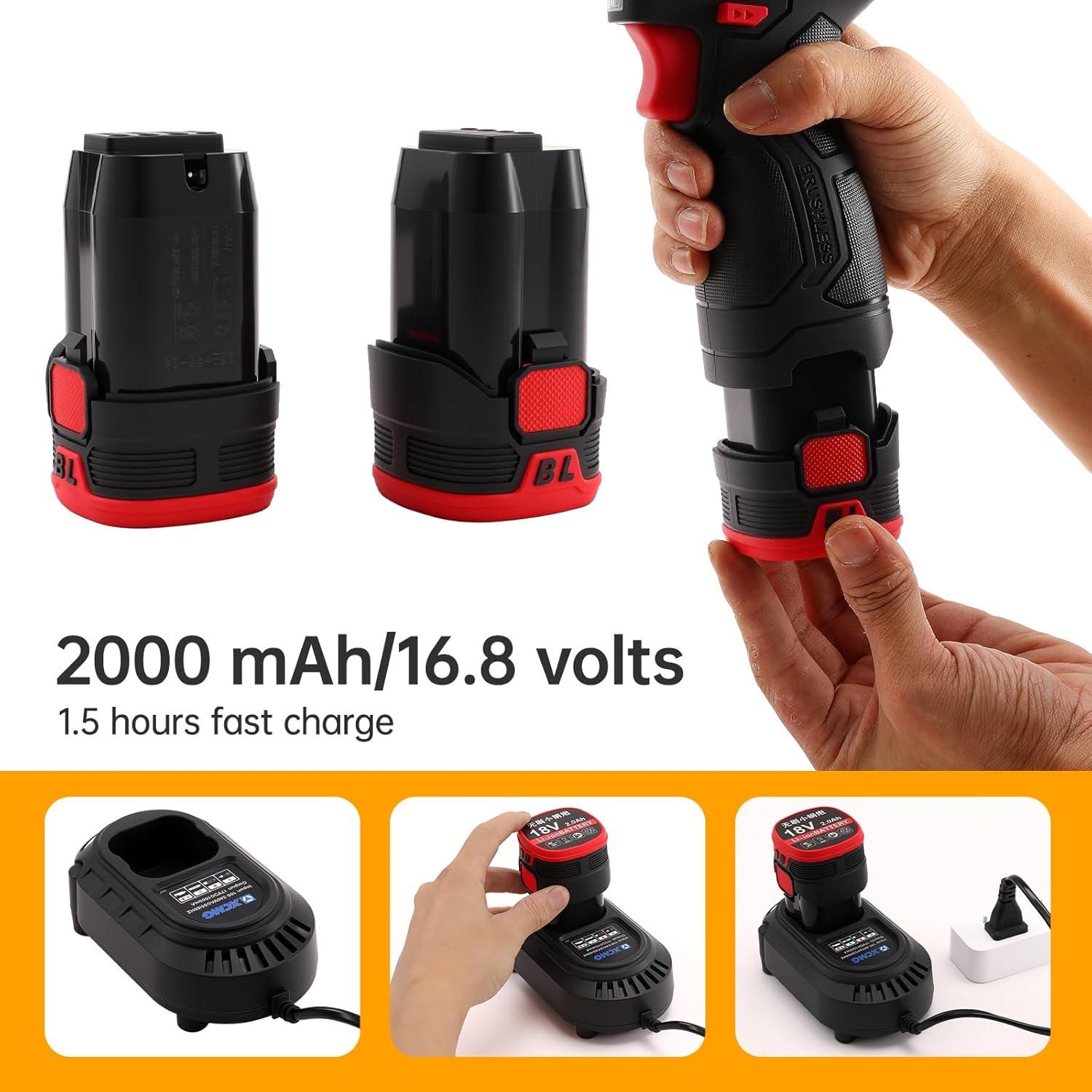 Taladro Inalámbrico HLPERWORKX 16.8V, 55Nm, 1750 RPM, Doble Batería