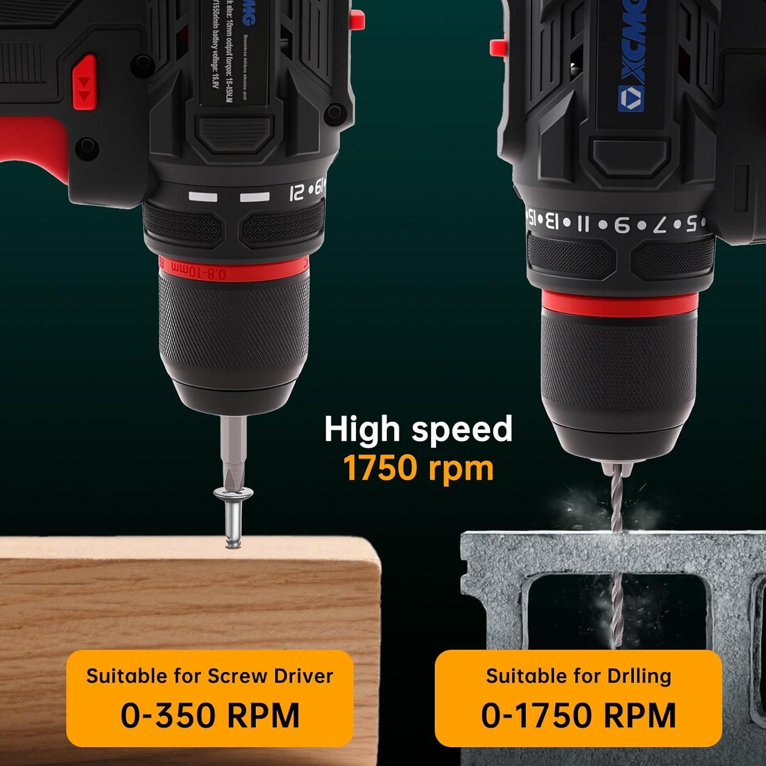 Taladro Inalámbrico HLPERWORKX 16.8V, 55Nm, 1750 RPM, Doble Batería