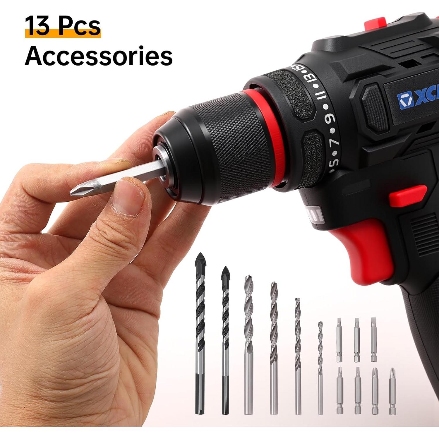 Taladro Inalámbrico HLPERWORKX 16.8V, 55Nm, 1750 RPM, Doble Batería