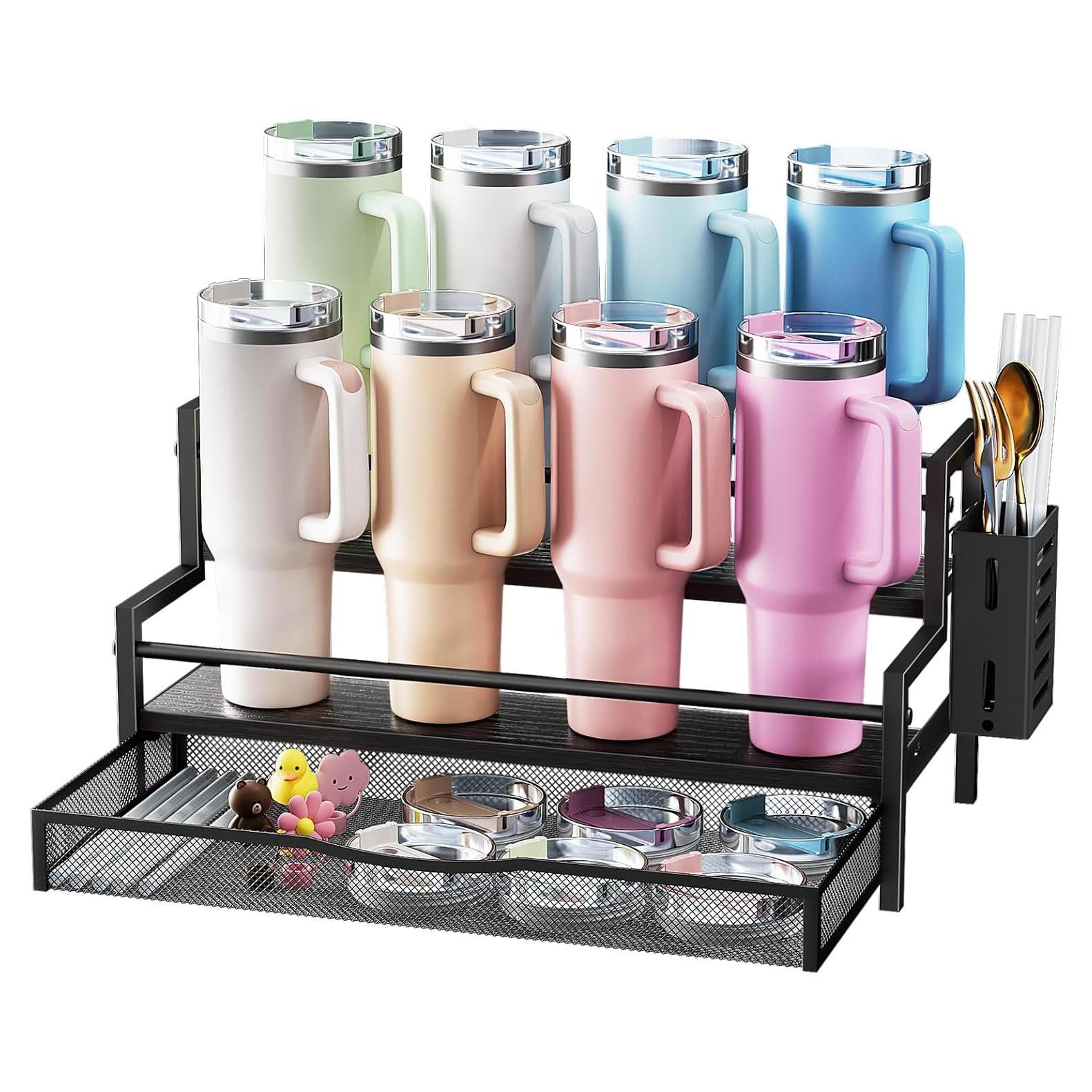 Organizador de Botellas de Agua Kssiaz 2 Niveles 40 oz Negro