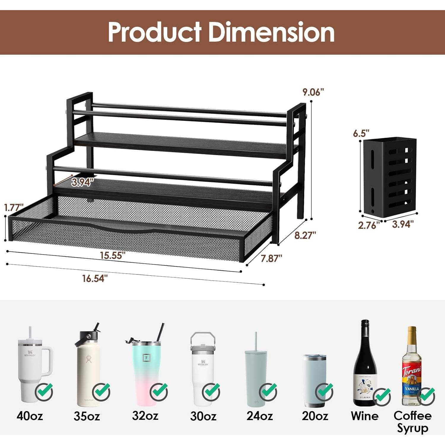 Organizador de Botellas de Agua Kssiaz 2 Niveles 40 oz Negro