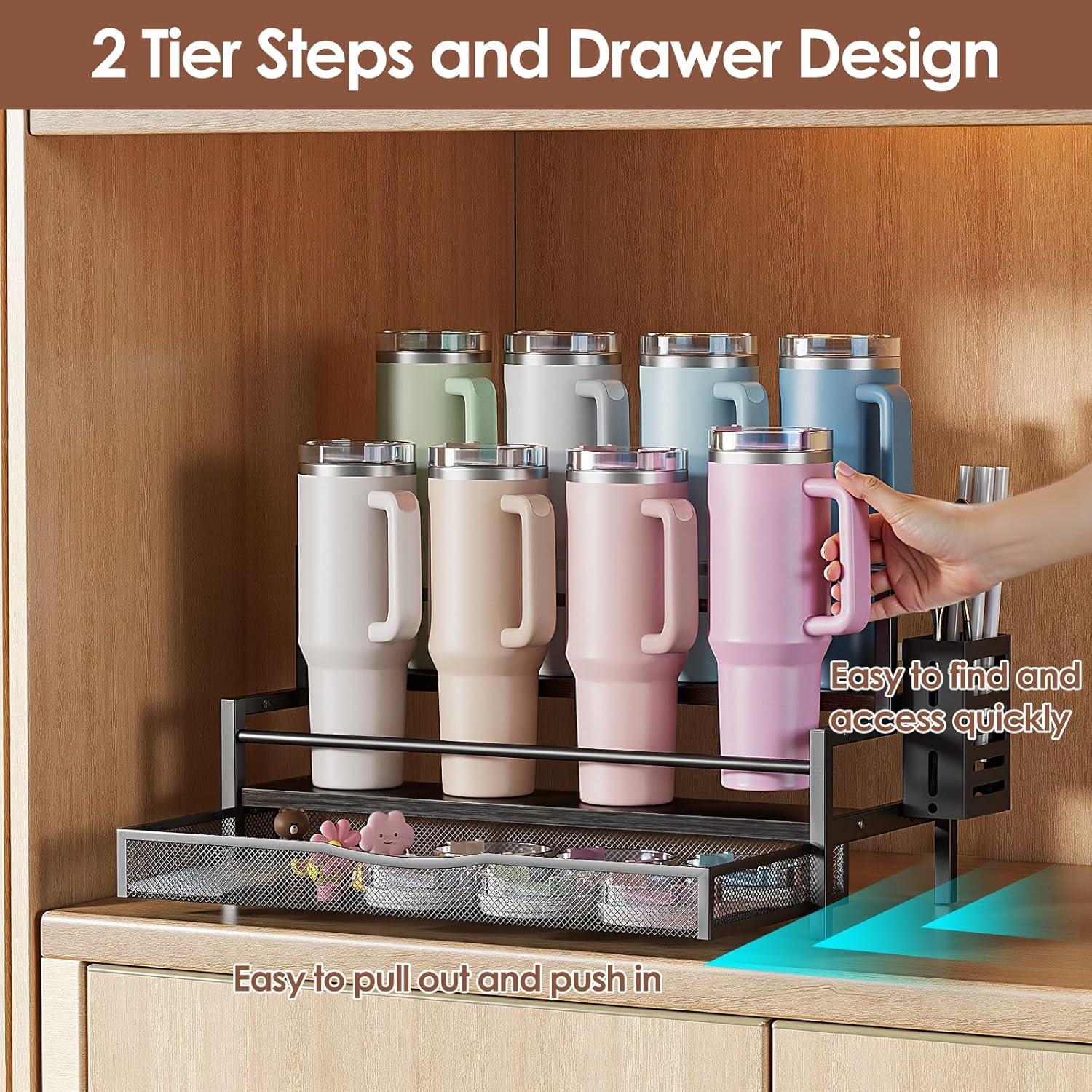 Organizador de Botellas de Agua Kssiaz 2 Niveles 40 oz Negro