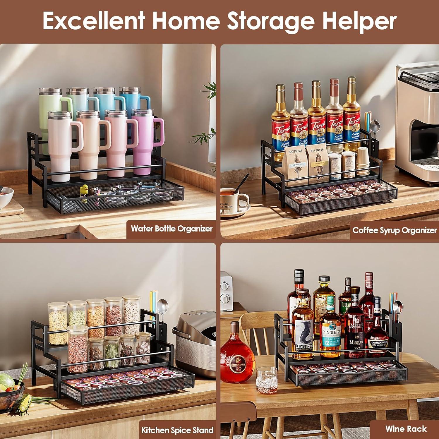 Organizador de Botellas de Agua Kssiaz 2 Niveles 40 oz Negro