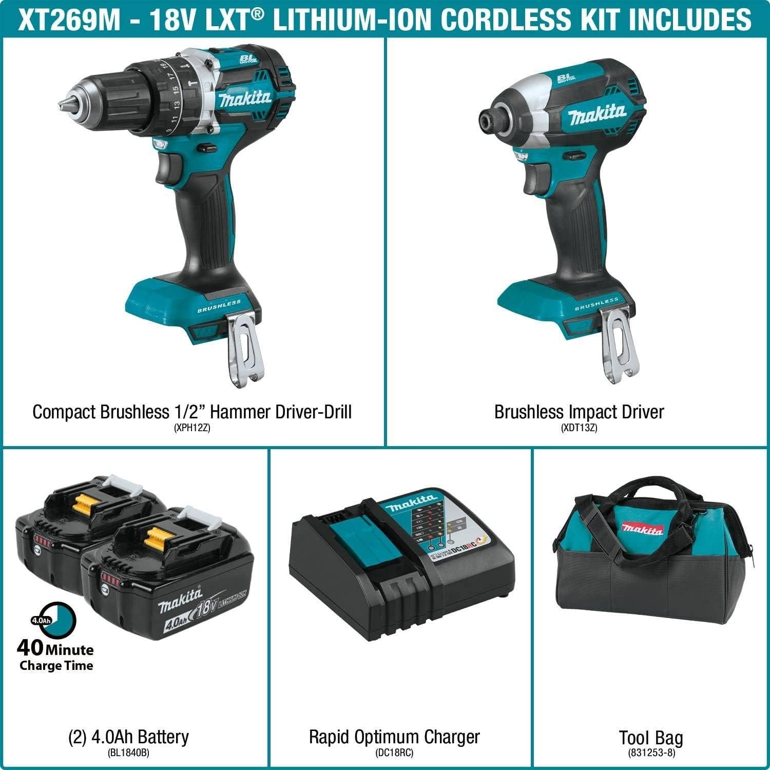 Kit Combo Inalámbrico Makita XT269M 18V con Sierra Recíproca