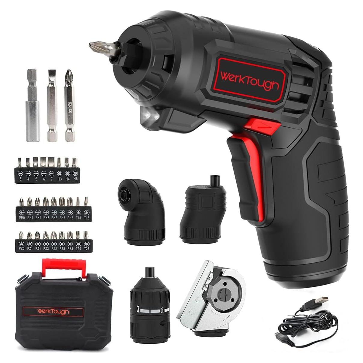 Destornillador Inalámbrico 4V Werktough con 27 Puntas y Carga USB-C