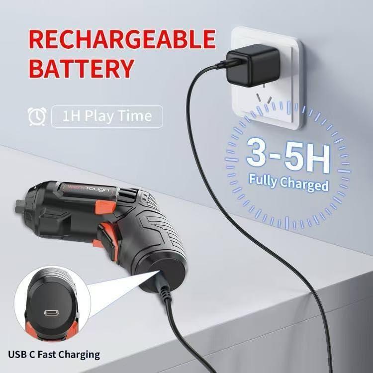 Destornillador Inalámbrico 4V Werktough con 27 Puntas y Carga USB-C