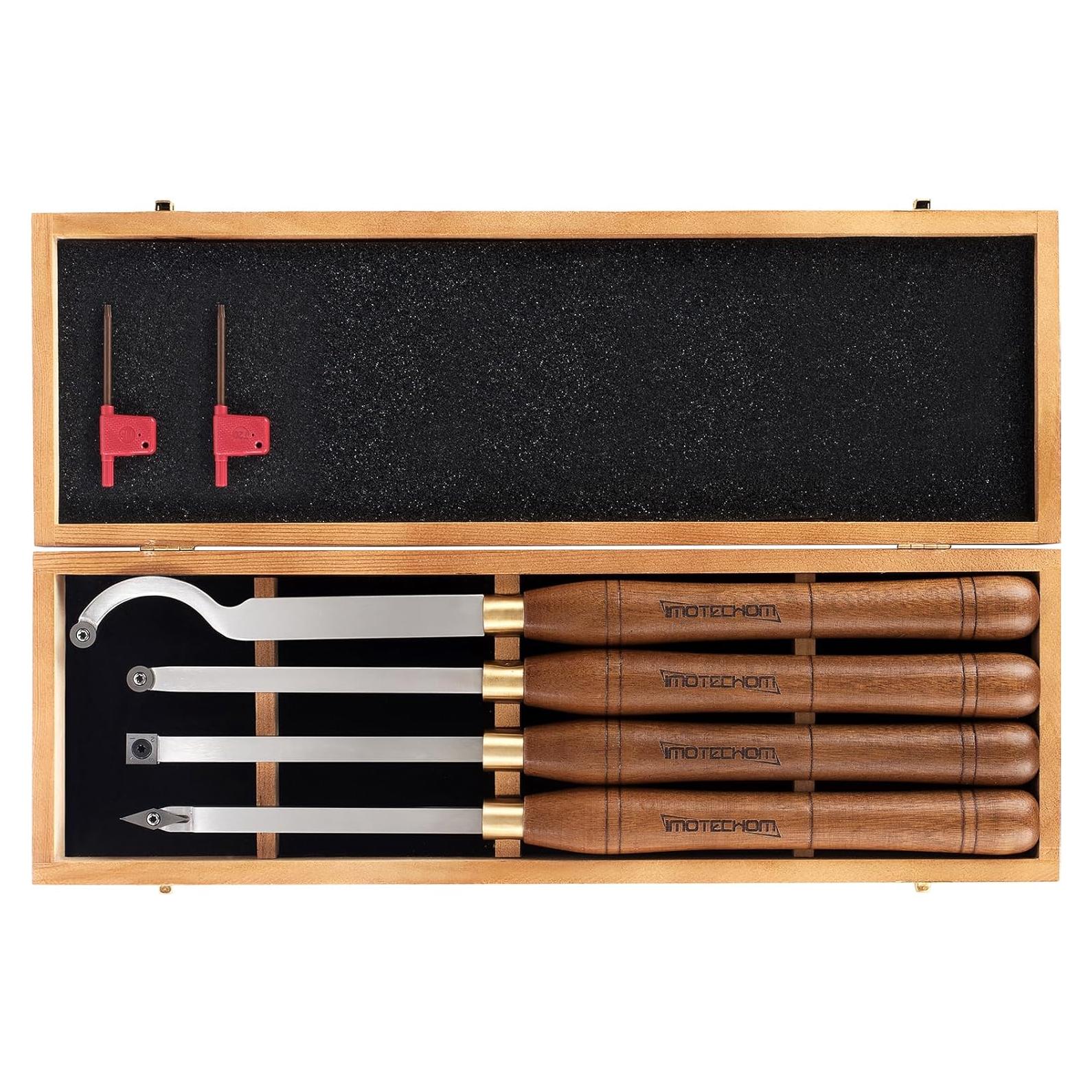 Juego de 4 Herramientas de Torneado IMOTECHOM con Caja de Madera