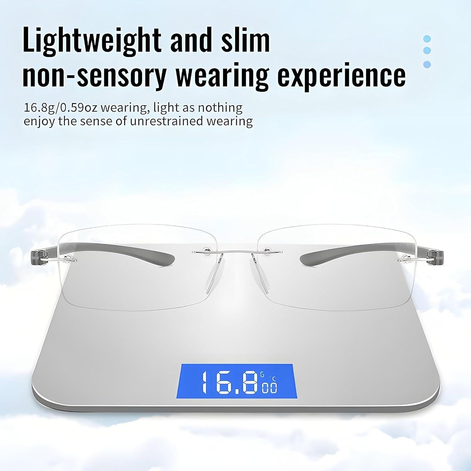 Gafas de Lectura Sin Montura TR90 2 Paquetes Filtro Luz Azul