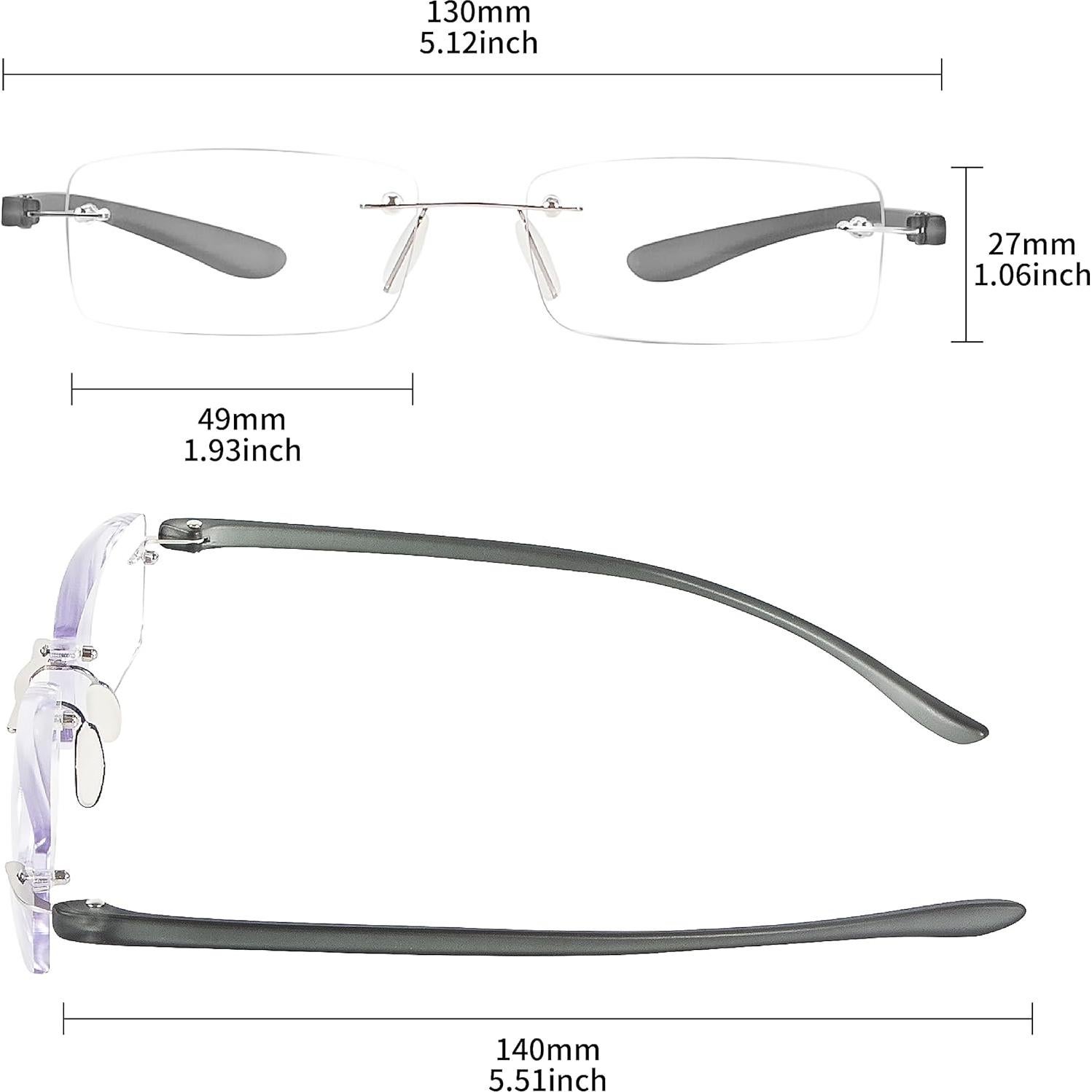 Gafas de Lectura Sin Montura TR90 2 Paquetes Filtro Luz Azul