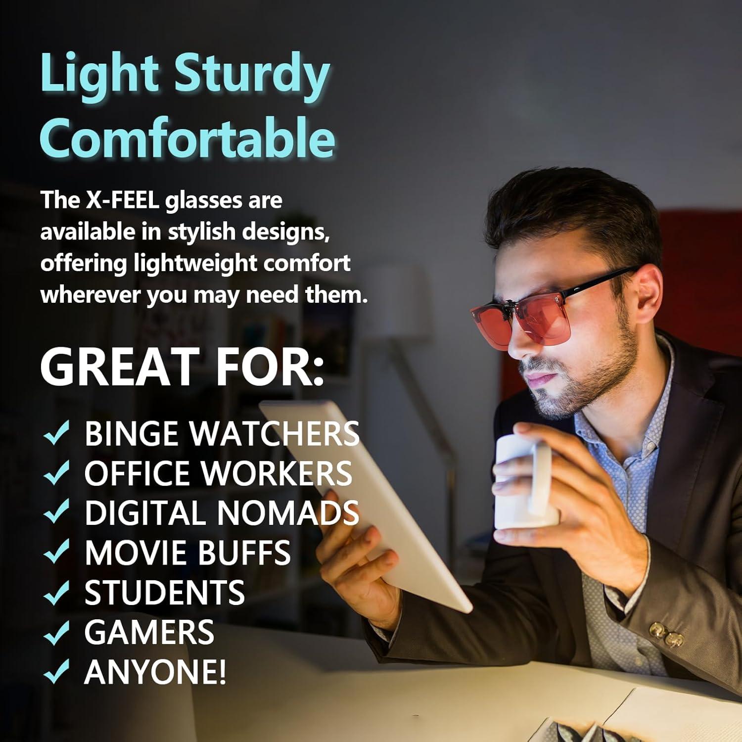 Gafas Clip-On Bloqueo Luz Azul Xfeel para Gafas de Prescripción