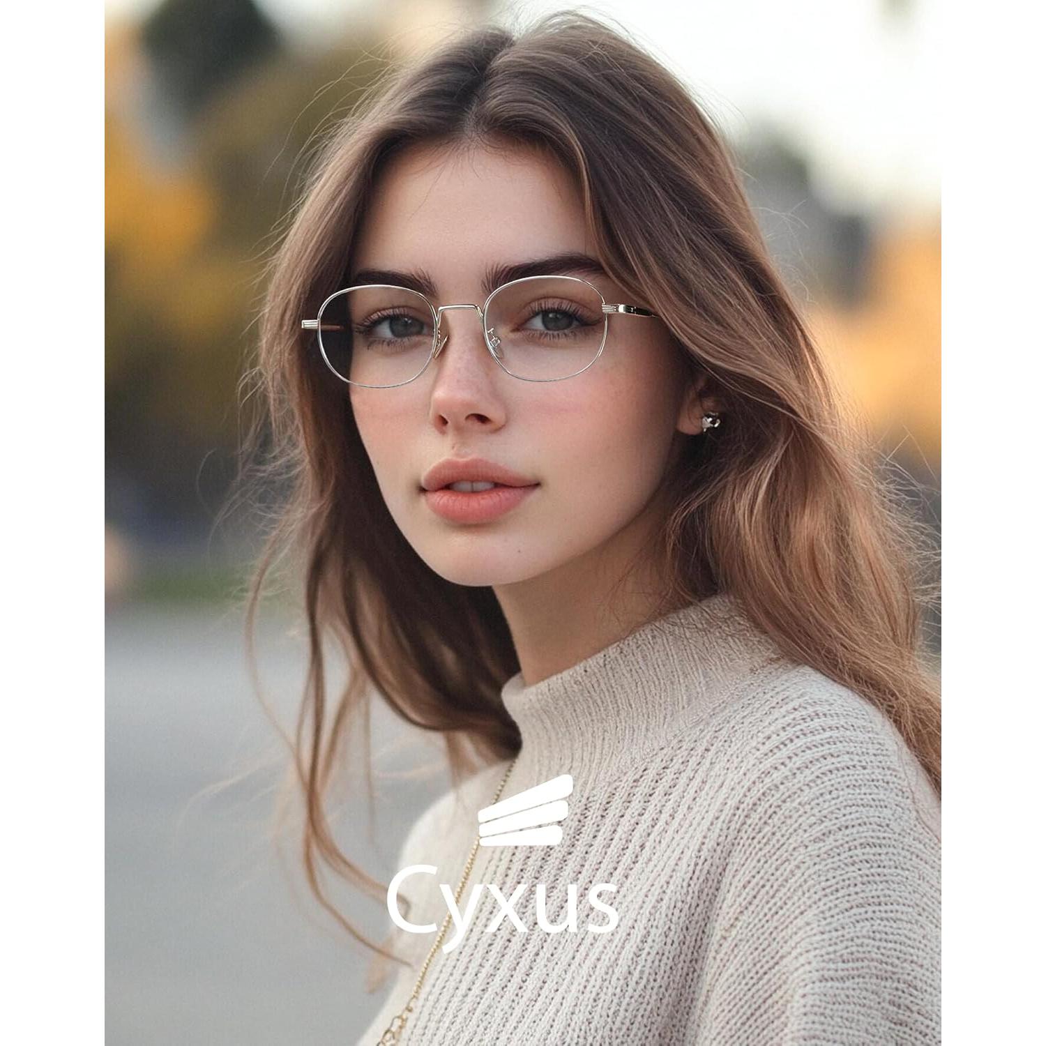 Gafas Retro Ovaladas Cyxus 8562 Anti Luz Azul UV Plata