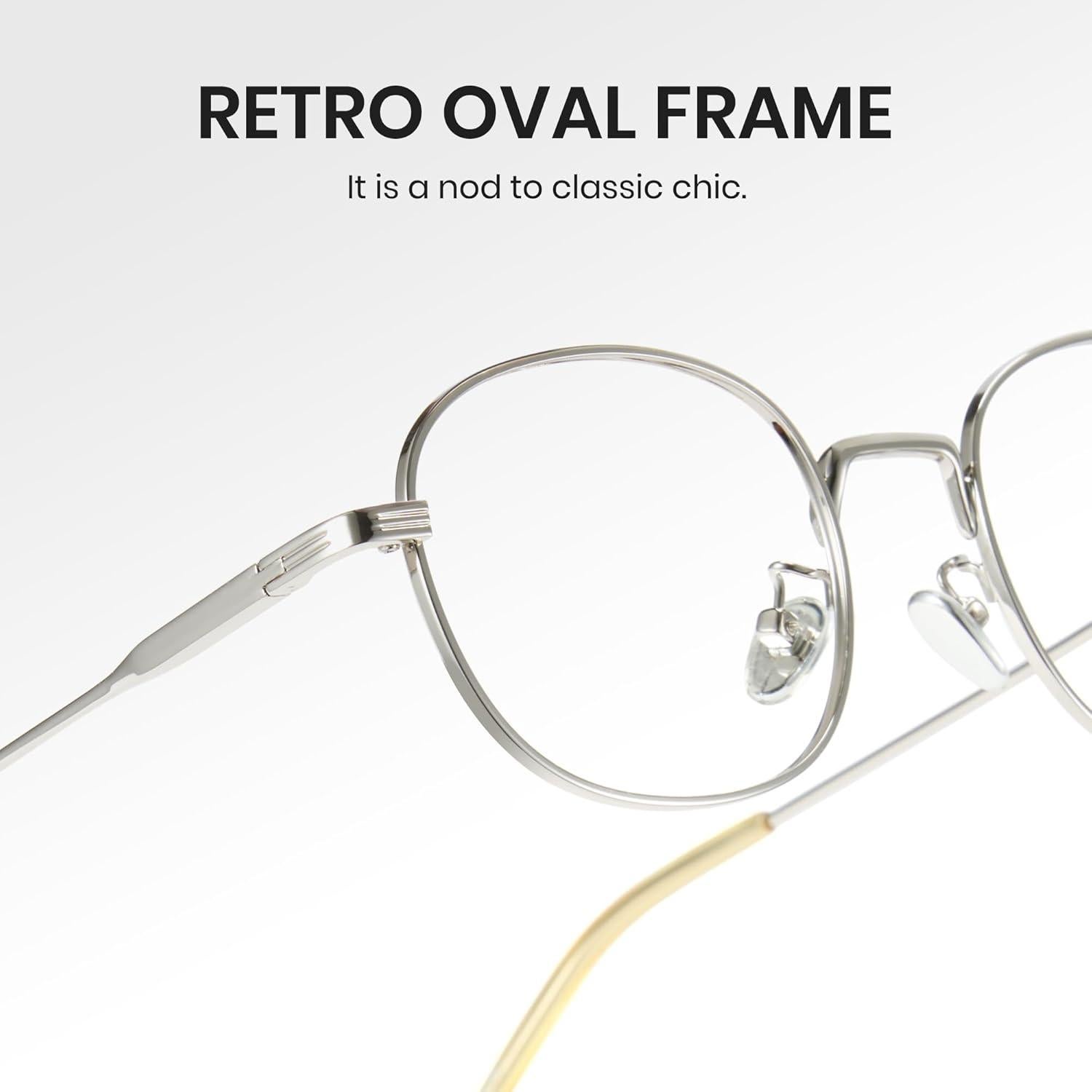 Gafas Retro Ovaladas Cyxus 8562 Anti Luz Azul UV Plata