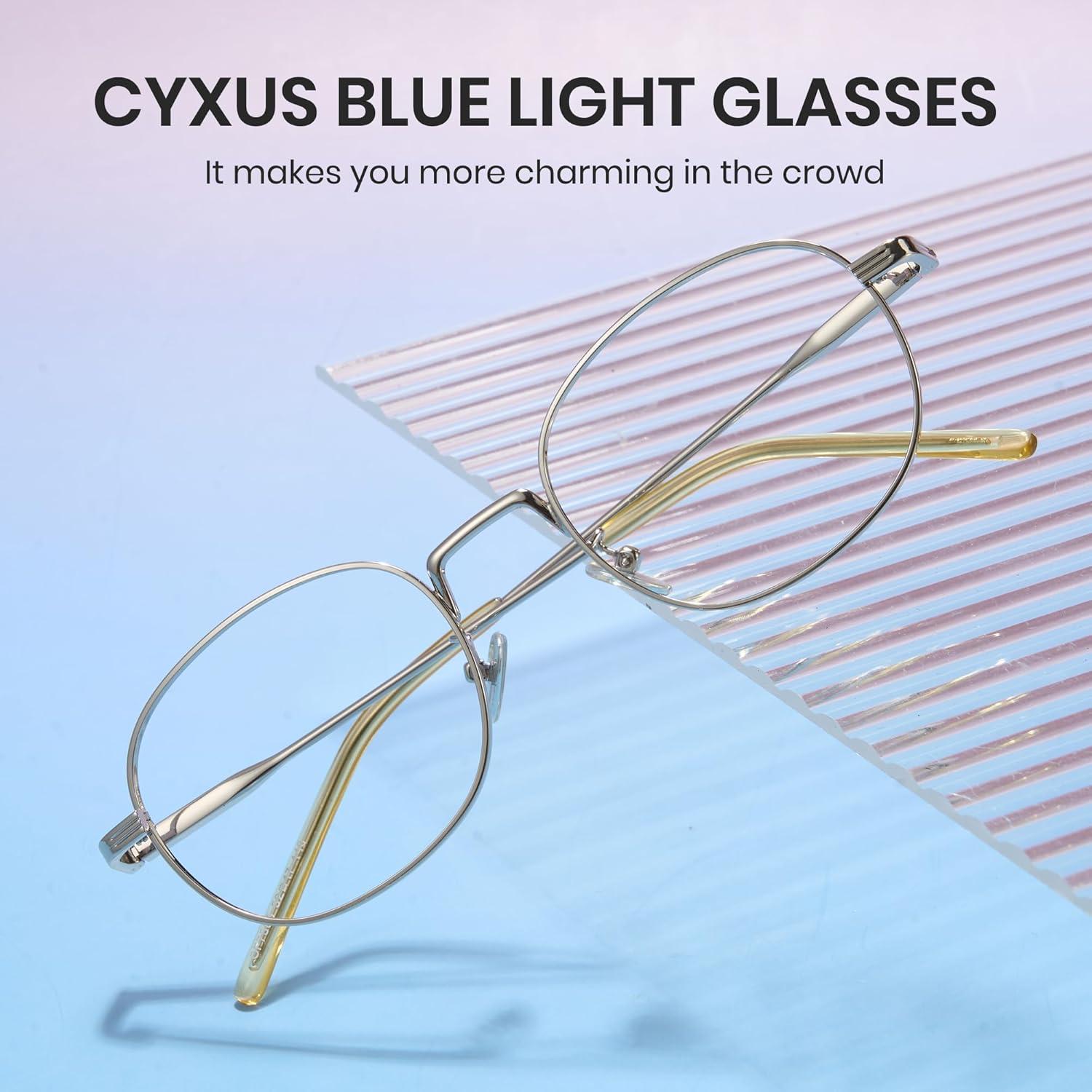 Gafas Retro Ovaladas Cyxus 8562 Anti Luz Azul UV Plata