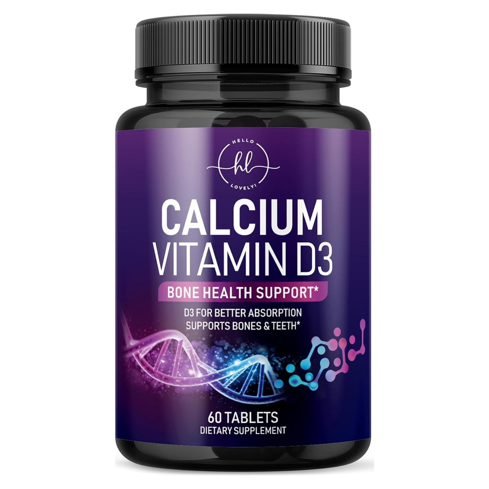 Suplemento de Calcio Hello Lovely! 1200 mg + D3 1600 IU - 60 Tabletas