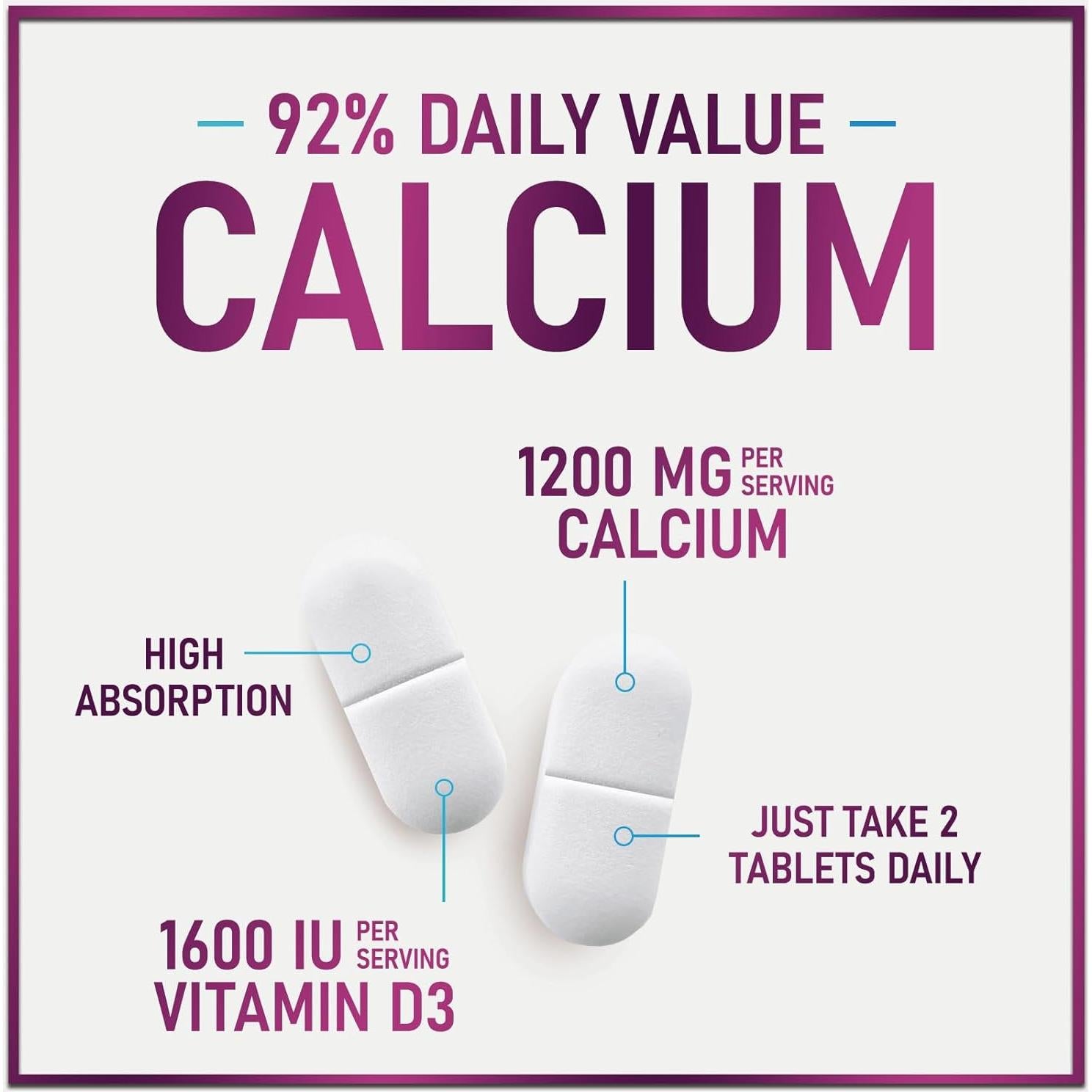 Suplemento de Calcio Hello Lovely! 1200 mg + D3 1600 IU - 60 Tabletas