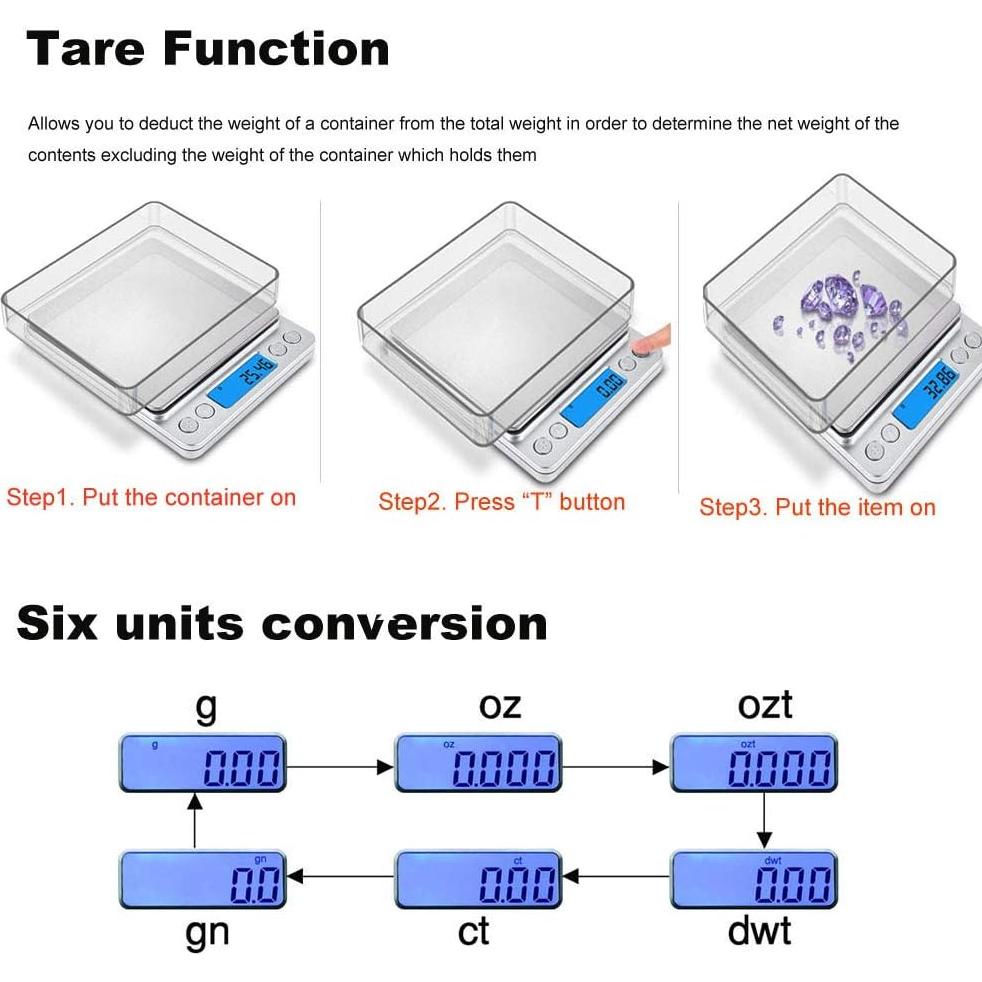 Báscula de Cocina Digital Sosee 3kg/0.1g Acero Inoxidable