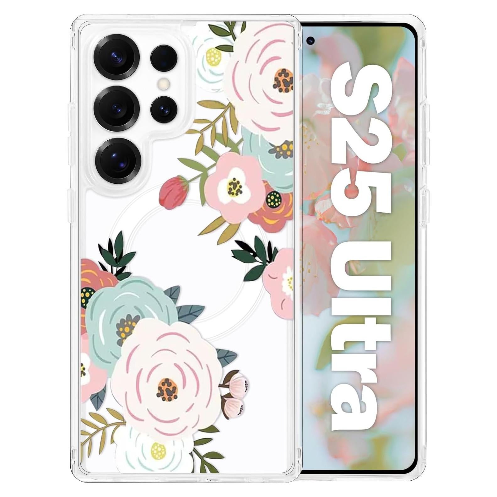 Funda Floral Transparente Tcaraersing para Samsung Galaxy S25 Ultra