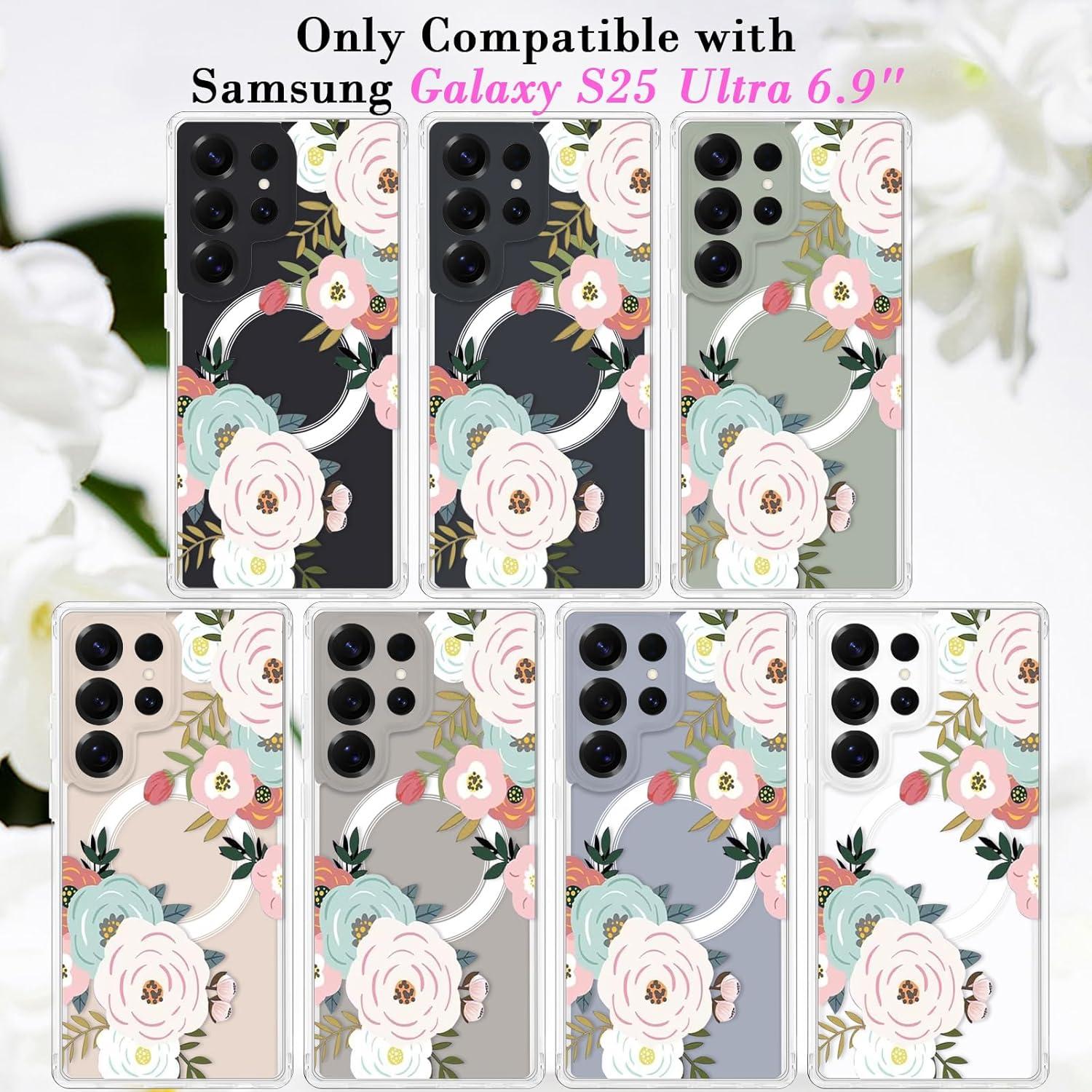 Funda Floral Transparente Tcaraersing para Samsung Galaxy S25 Ultra