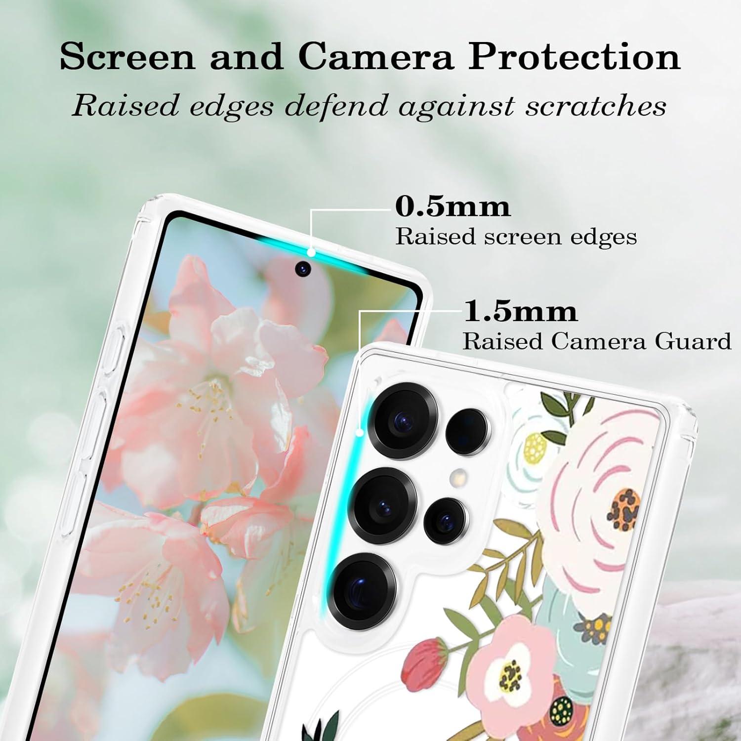 Funda Floral Transparente Tcaraersing para Samsung Galaxy S25 Ultra