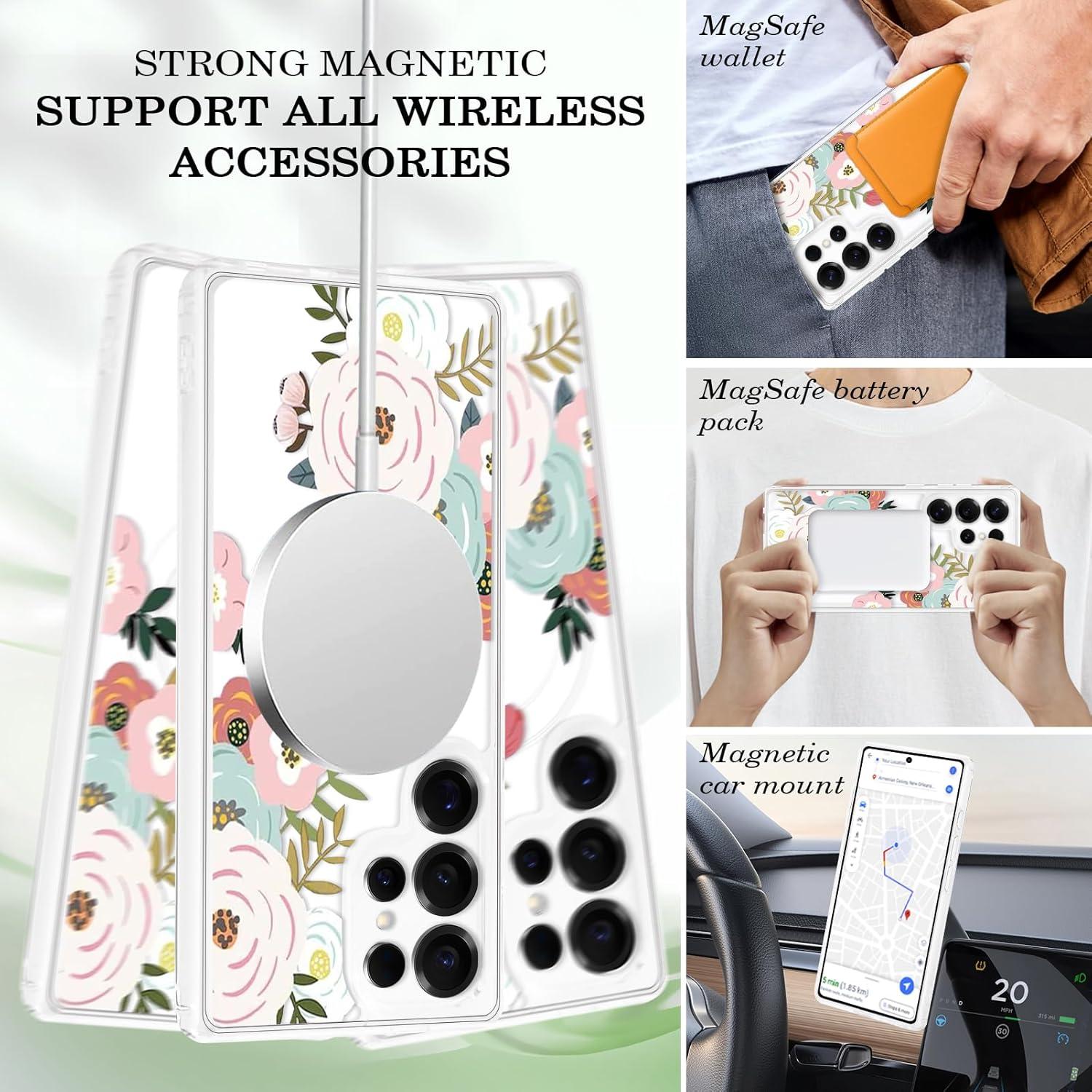 Funda Floral Transparente Tcaraersing para Samsung Galaxy S25 Ultra