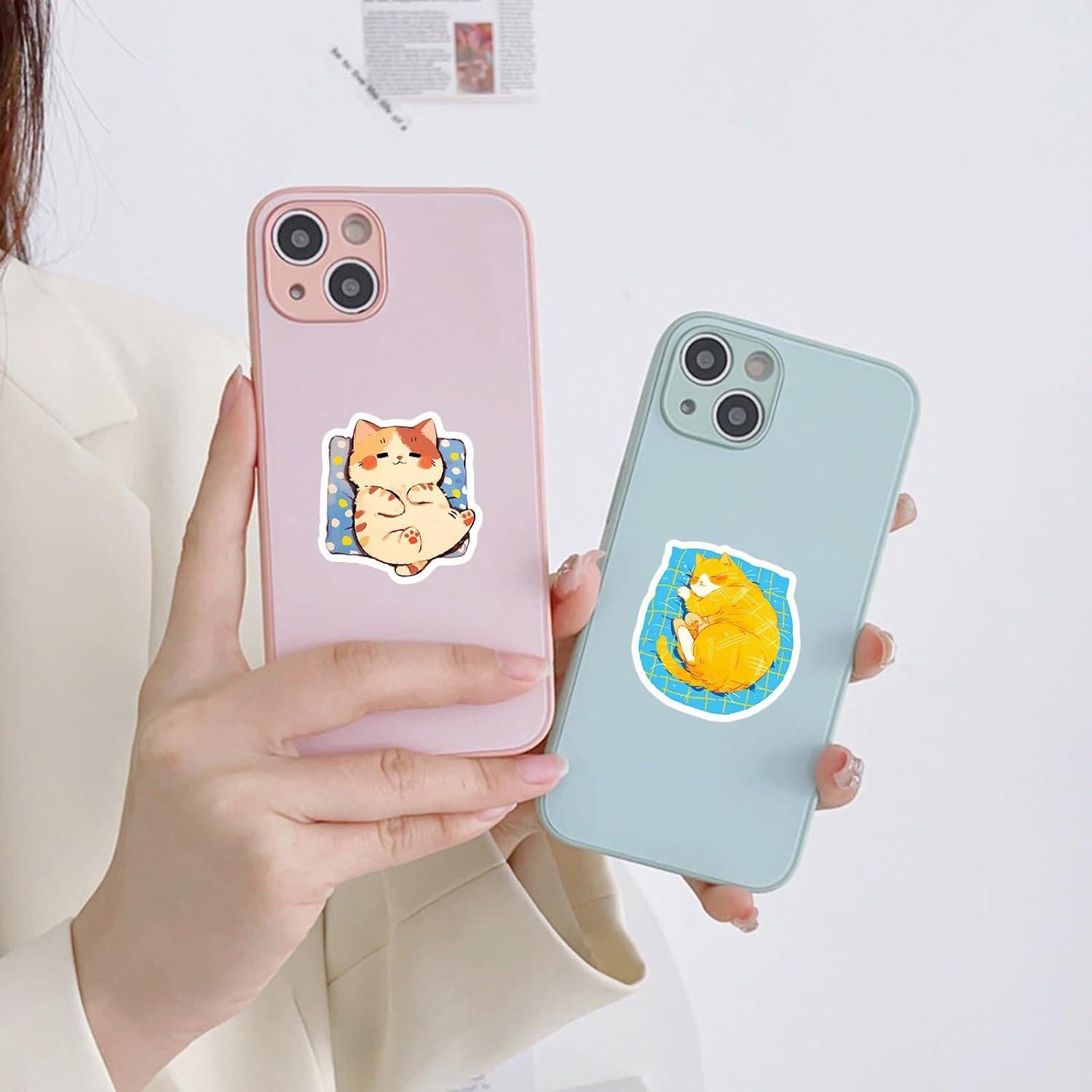 Pegatinas de Gato Kawaii Ychsring - 50 Pcs Vinilo Impermeable