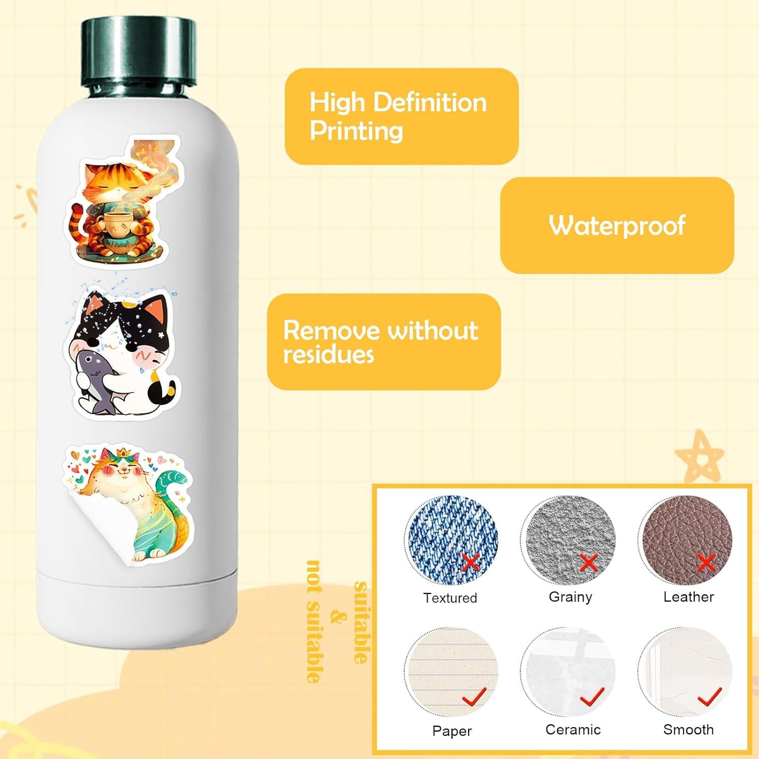 Pegatinas de Gato Kawaii Ychsring - 50 Pcs Vinilo Impermeable