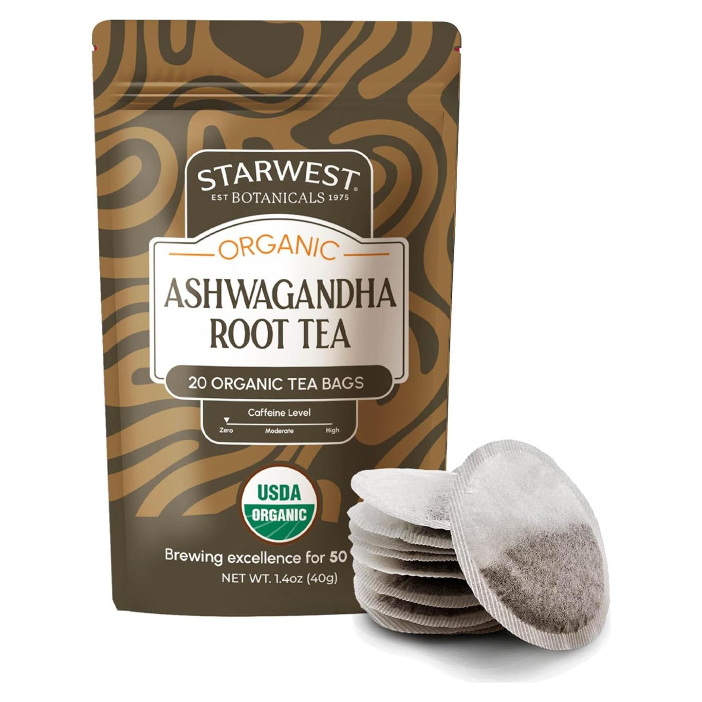 Té Herbal Orgánico de Ashwagandha Starwest - 20 Bolsitas