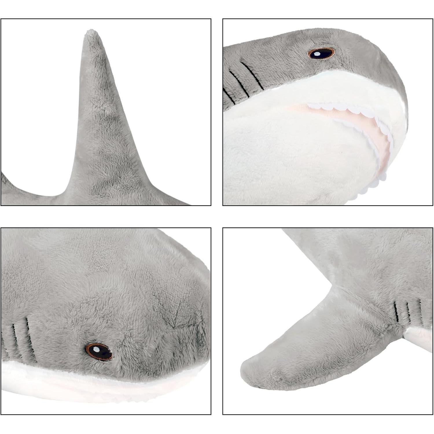 Cojín de Peluche Tiburón MUPI 28 cm Algodón Suave Gris