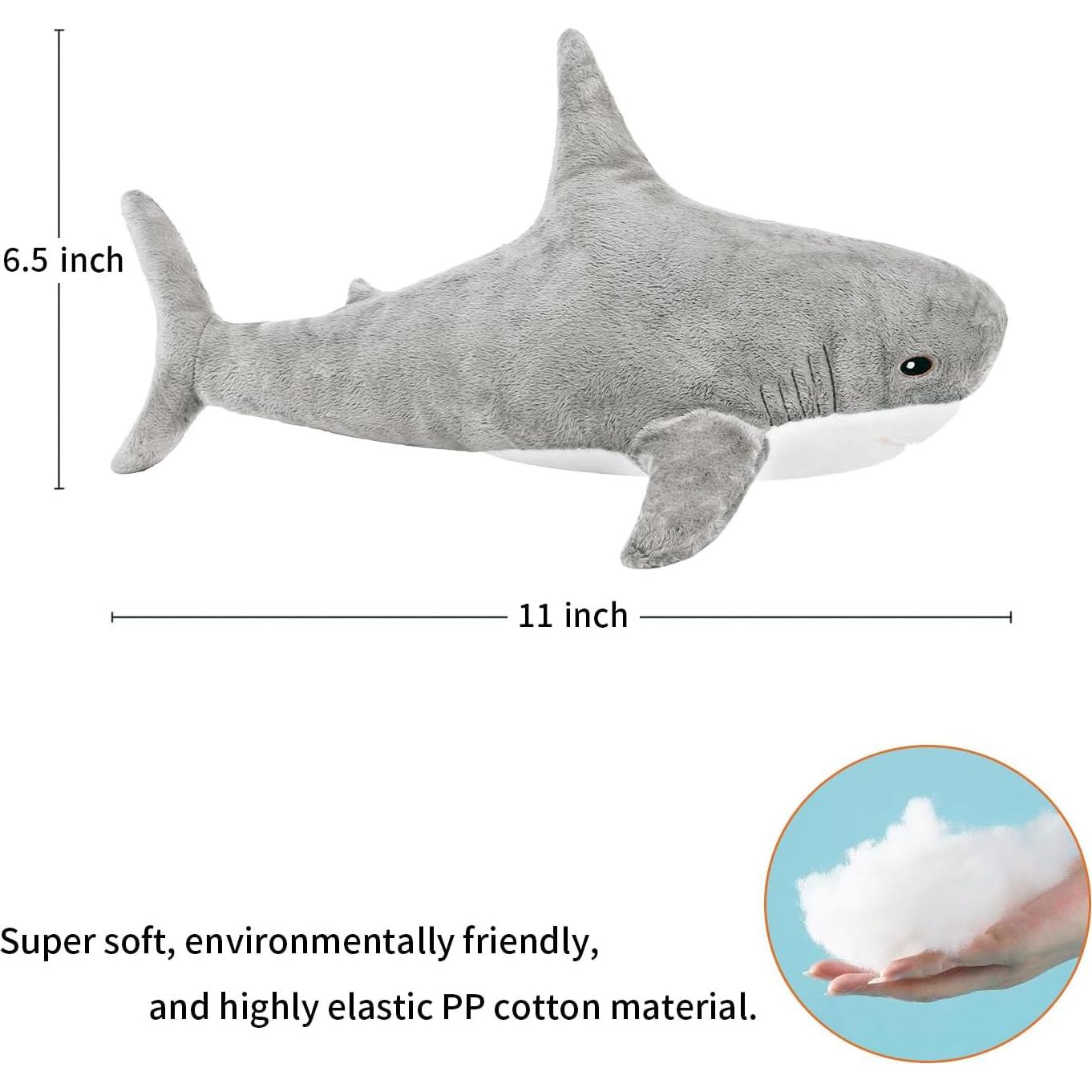 Cojín de Peluche Tiburón MUPI 28 cm Algodón Suave Gris