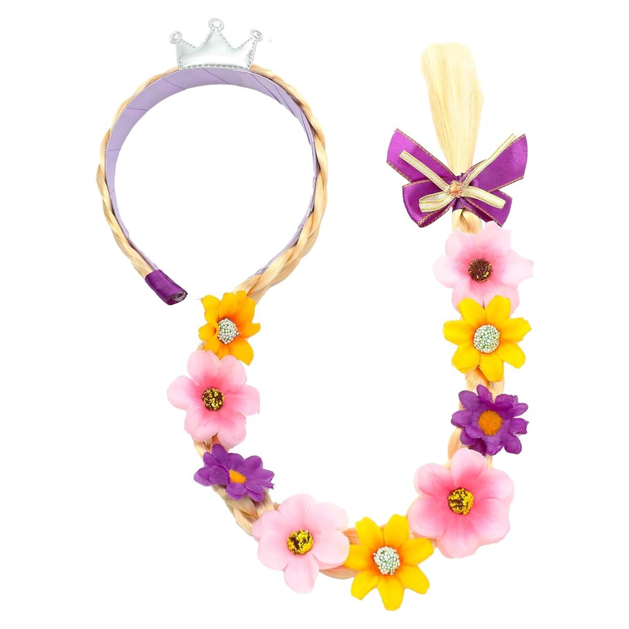 Peluca de Princesa Rapunzel para Niñas con Diadema y Tiara
