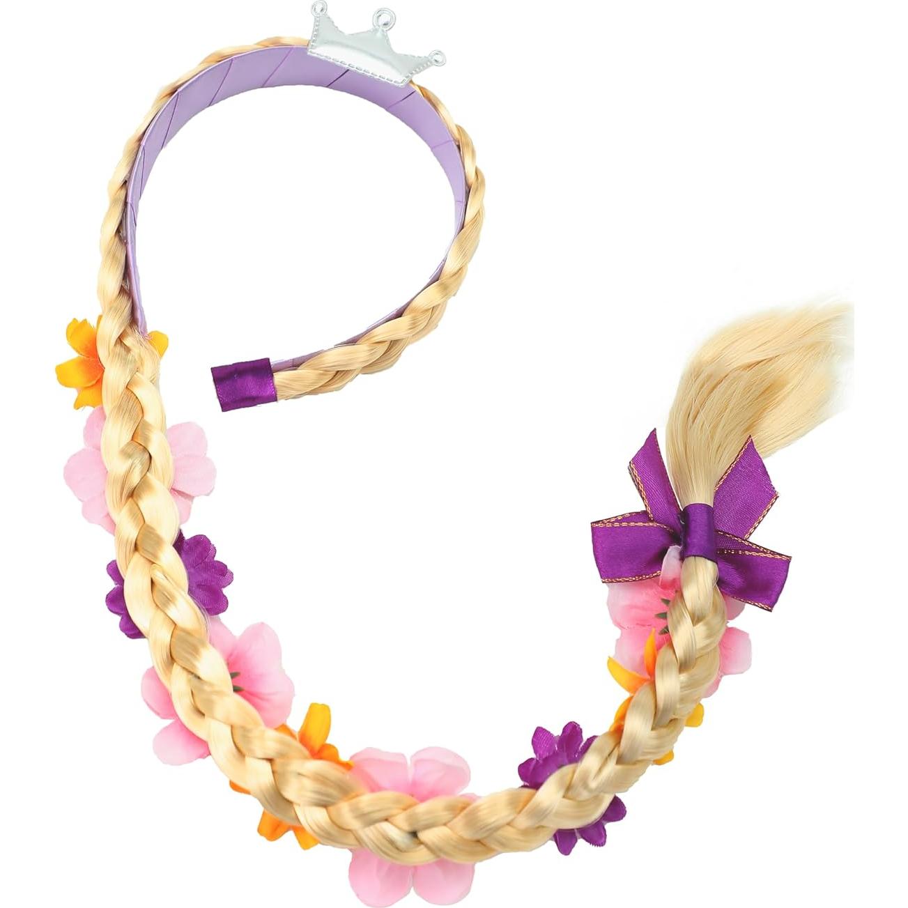 Peluca de Princesa Rapunzel para Niñas con Diadema y Tiara