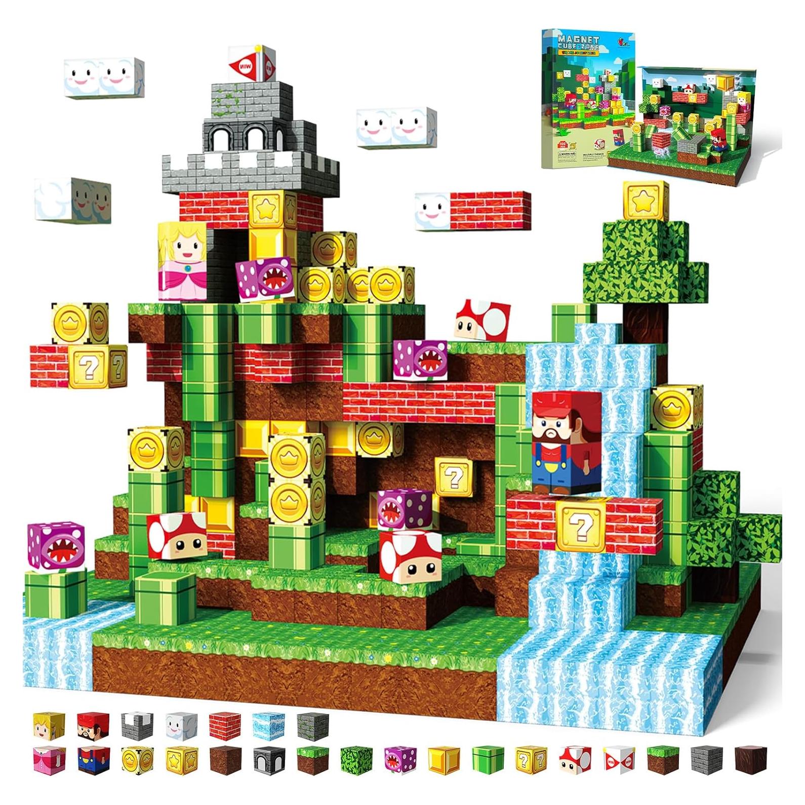 Juego de Bloques Magnéticos Resflycheng 100 Piezas 2-en-1