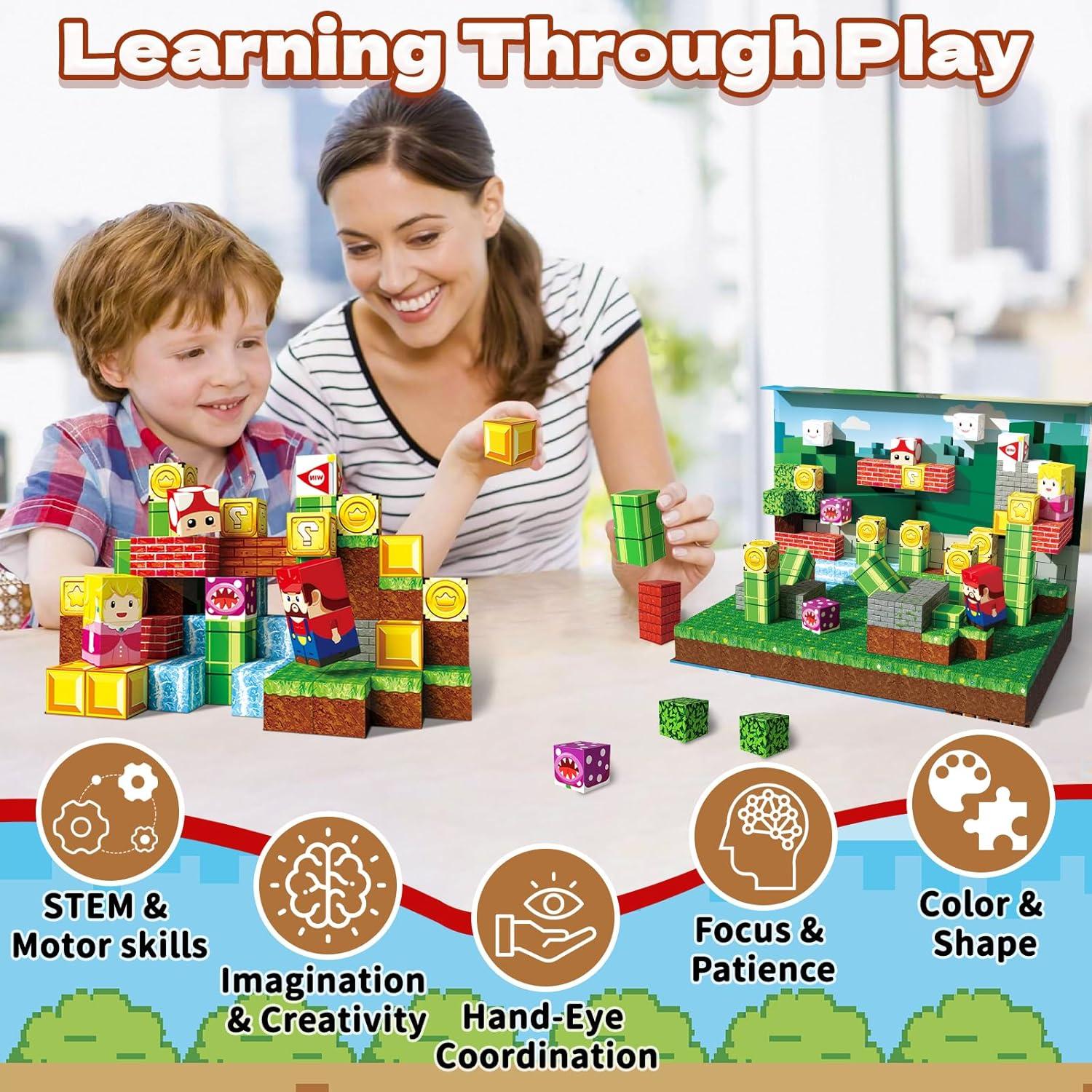 Juego de Bloques Magnéticos Resflycheng 100 Piezas 2-en-1